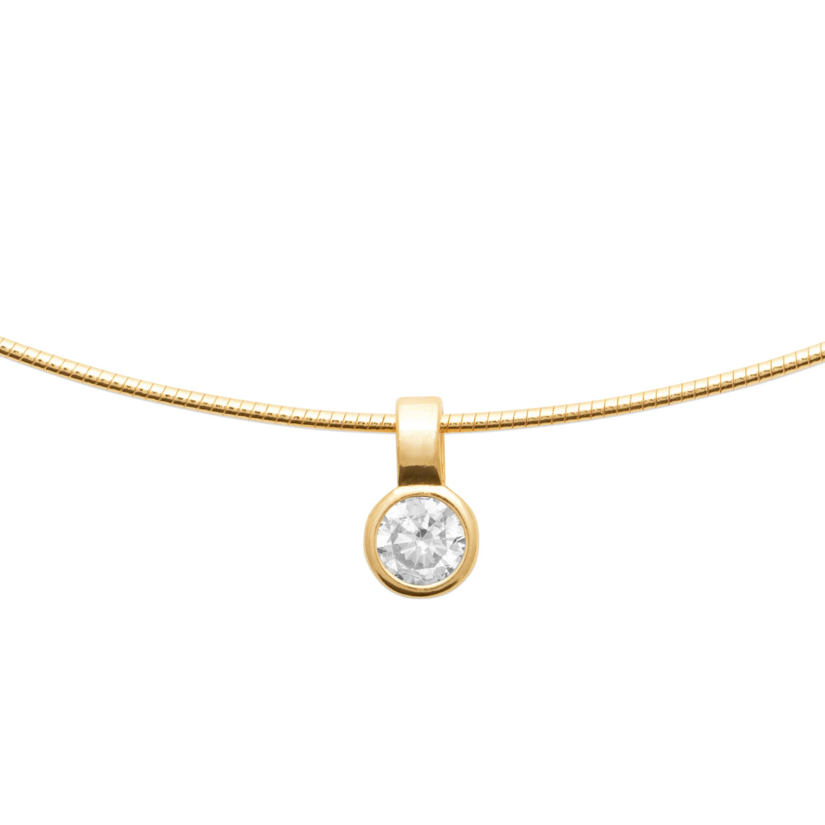 Collier ras du cou zircon rond en serti clos en plaqué or