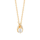 Collier ruban noué pavé de zircons et solitaire en plaqué or