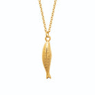 Collier sardine aux écailles gravées en acier doré