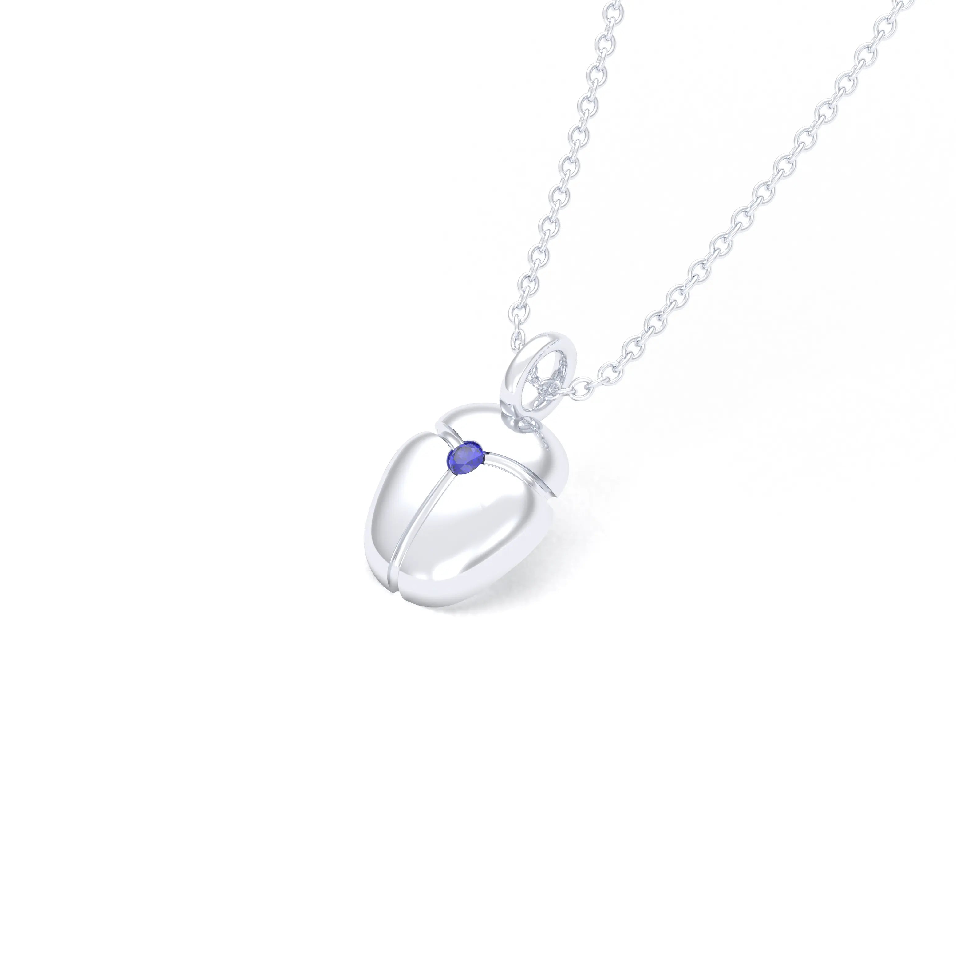 Collier Scarabée en argent et pierre sur mesure Saphir bleu