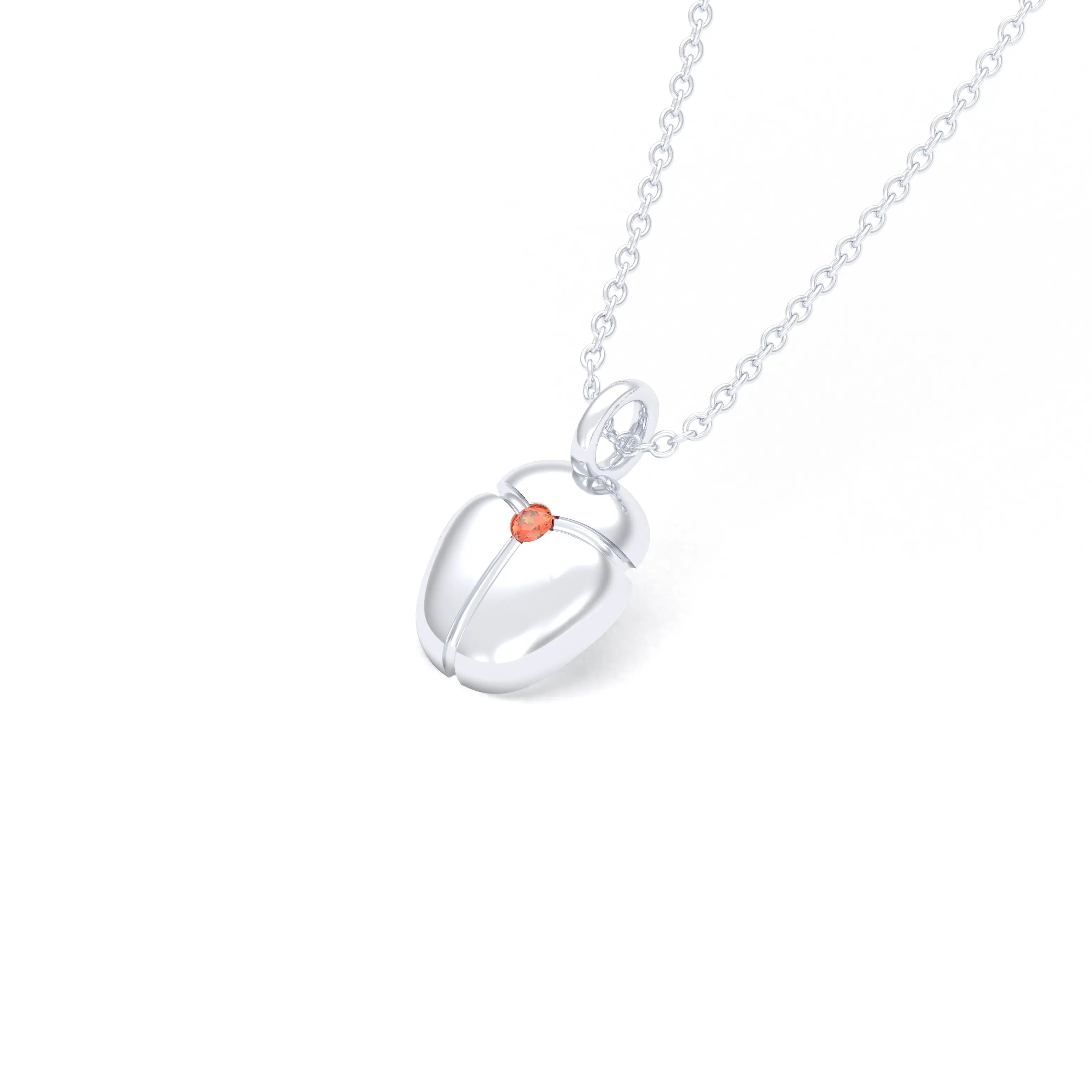Collier Scarabée en argent et pierre sur mesure Saphir orange