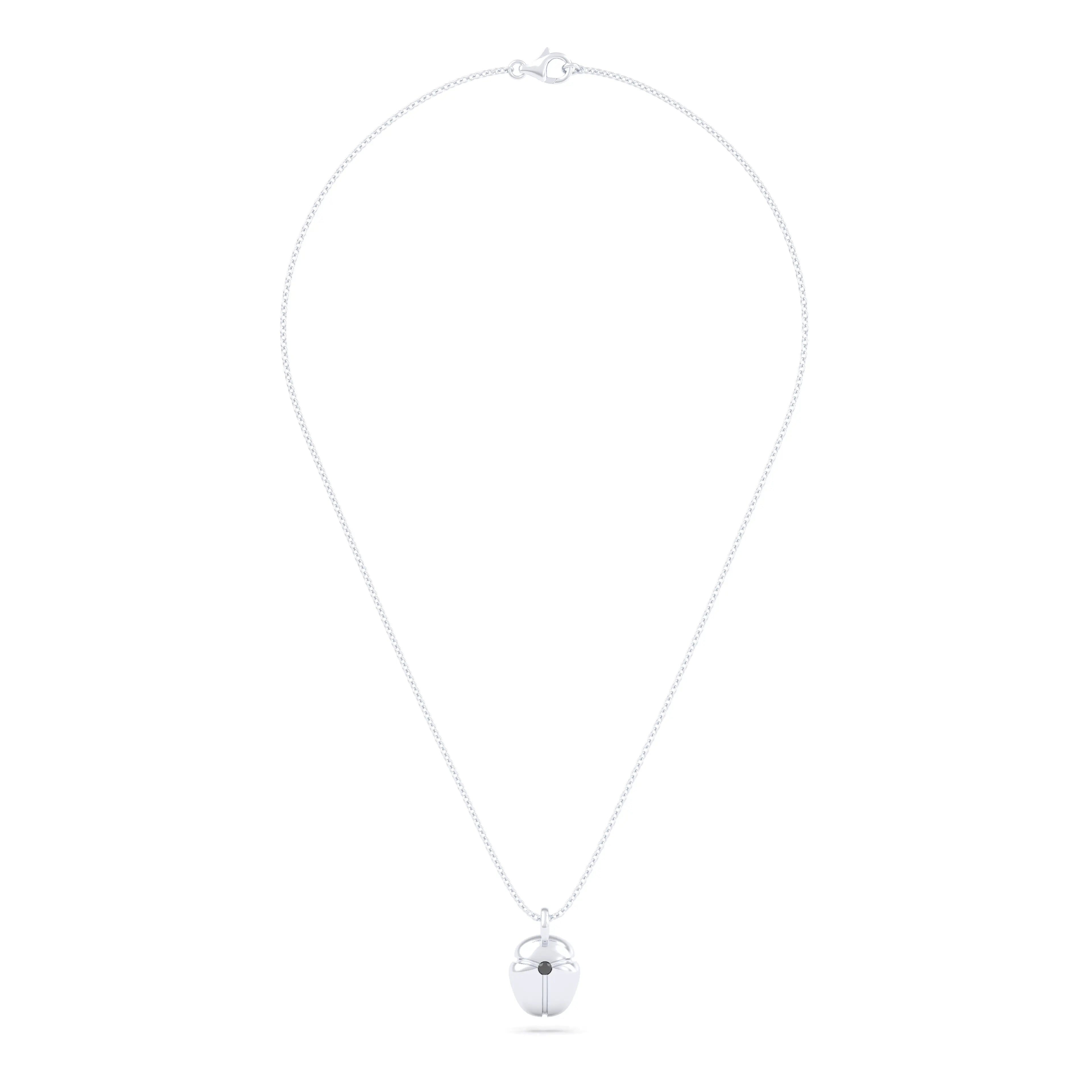 Collier Scarabée en or blanc 18 carats, pierre précieuse au choix