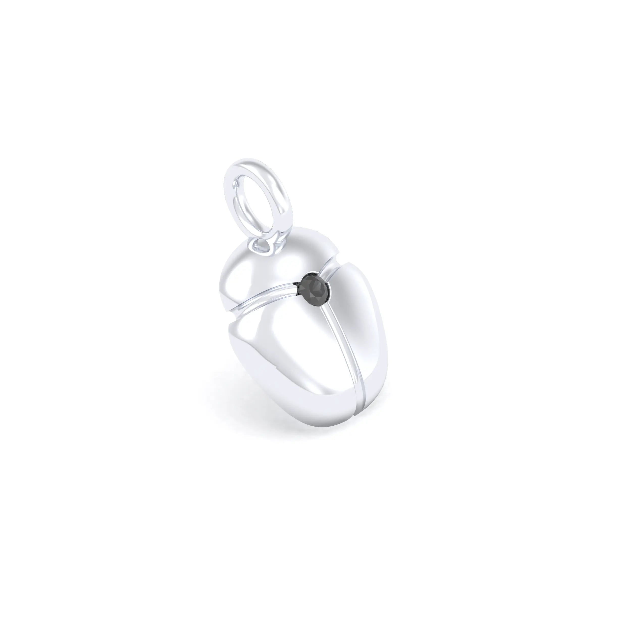 Collier Scarabée en or blanc 18 carats, pierre précieuse au choix Diamant noir Pendentif seul