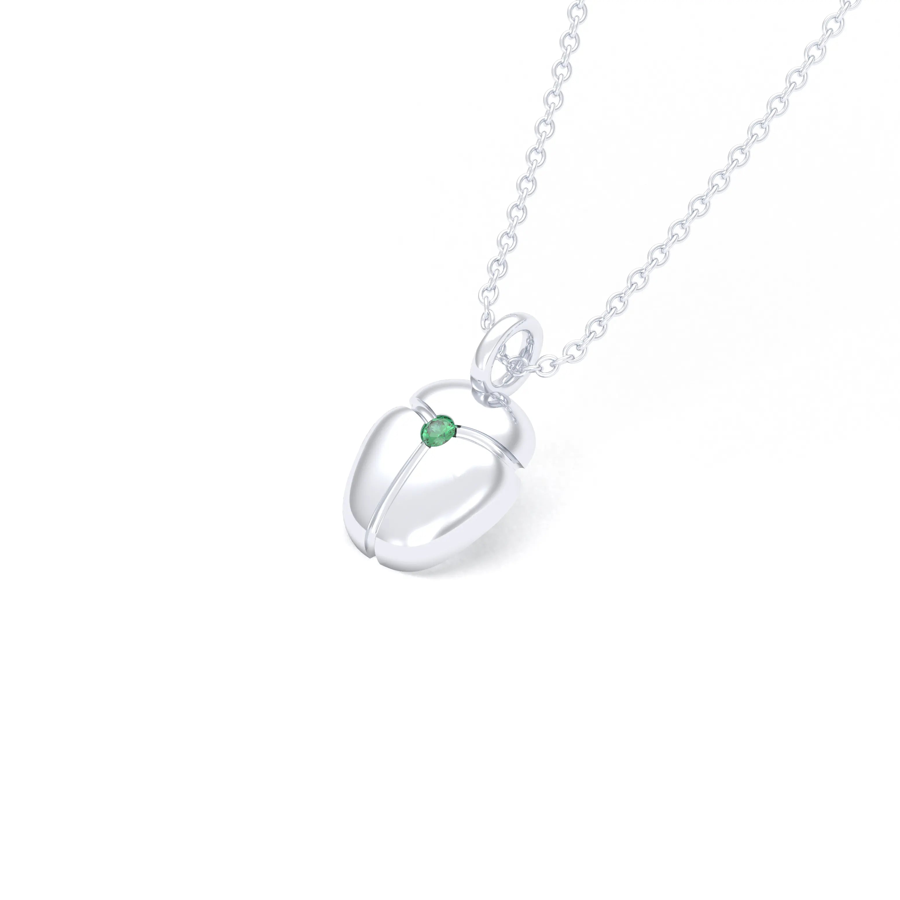 Collier Scarabée en or blanc 18 carats, pierre précieuse au choix Emeraude Pendentif avec chaîne