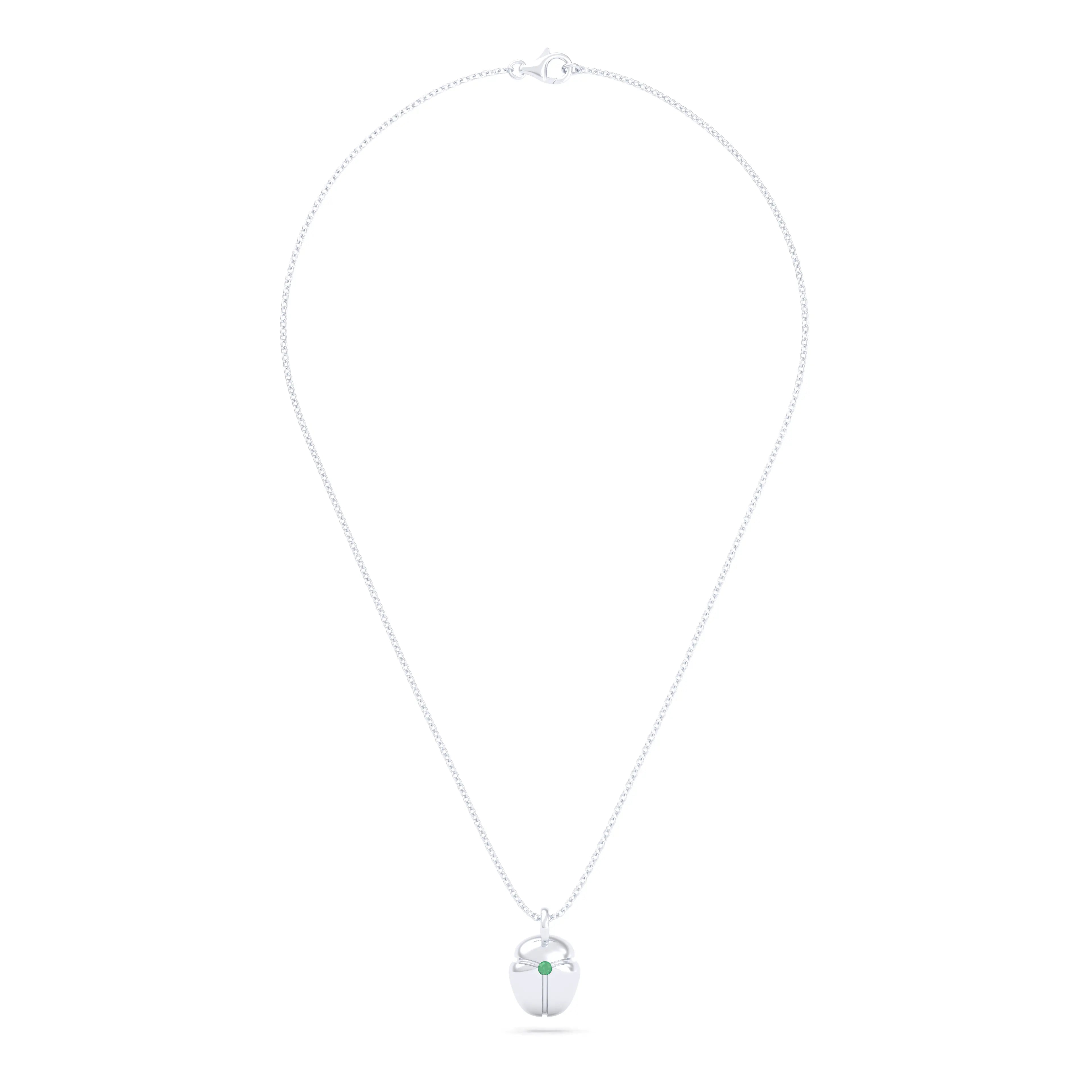 Collier Scarabée en or blanc 18 carats, pierre précieuse au choix