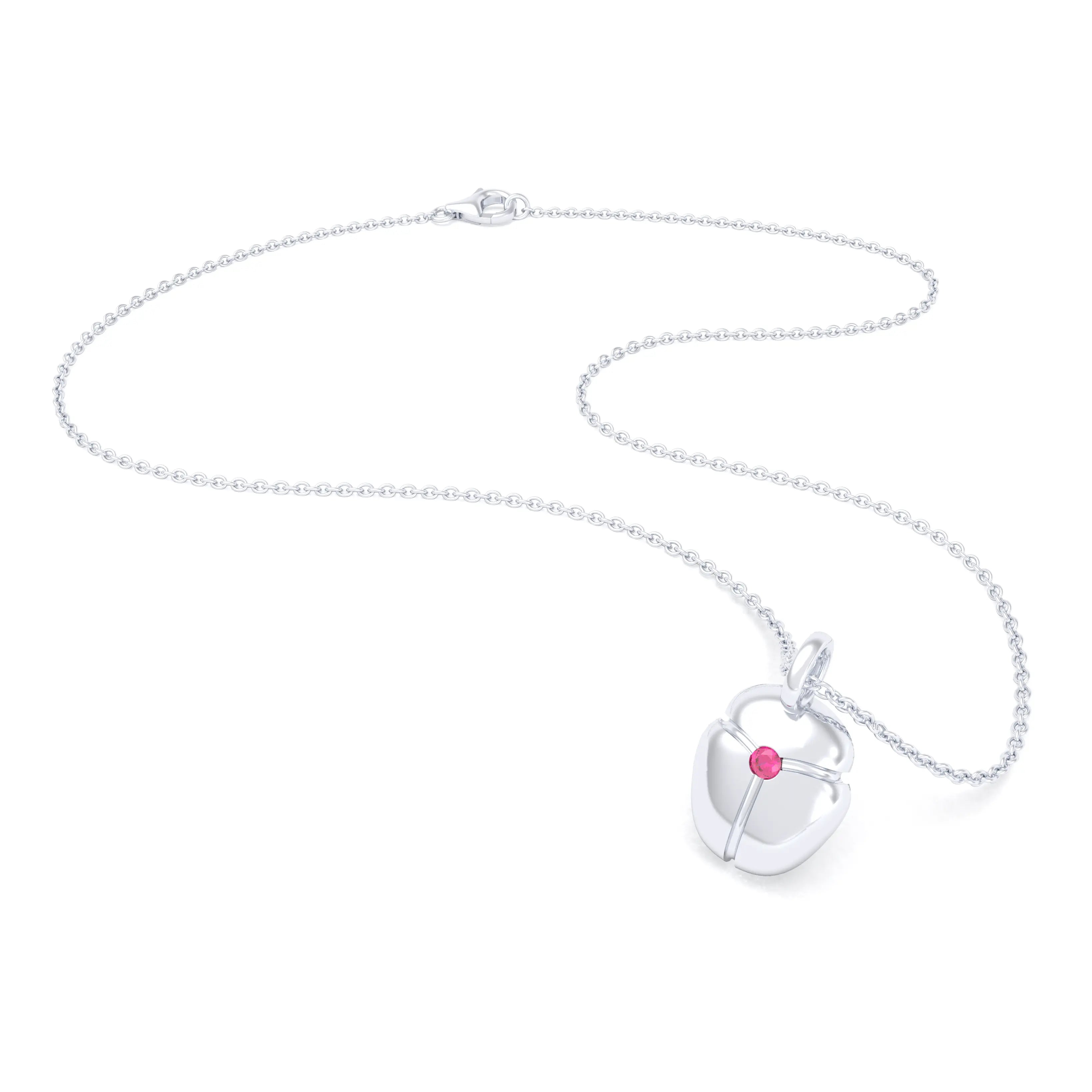 Collier Scarabée en or blanc 18 carats, pierre précieuse au choix