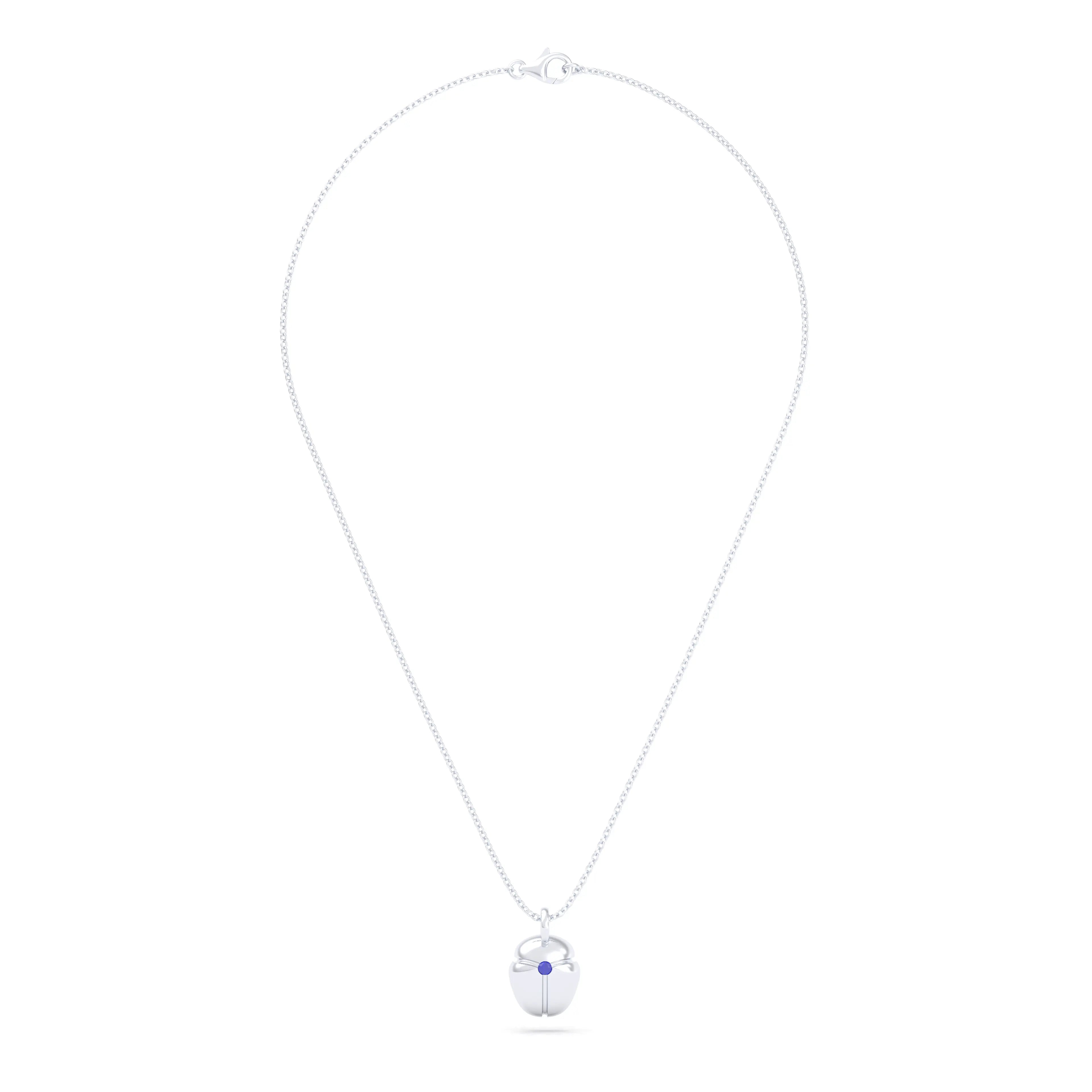 Collier Scarabée en or blanc 18 carats, pierre précieuse au choix