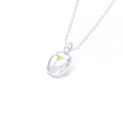 Collier Scarabée en or blanc 18 carats, pierre précieuse au choix Saphir jaune Pendentif avec chaîne