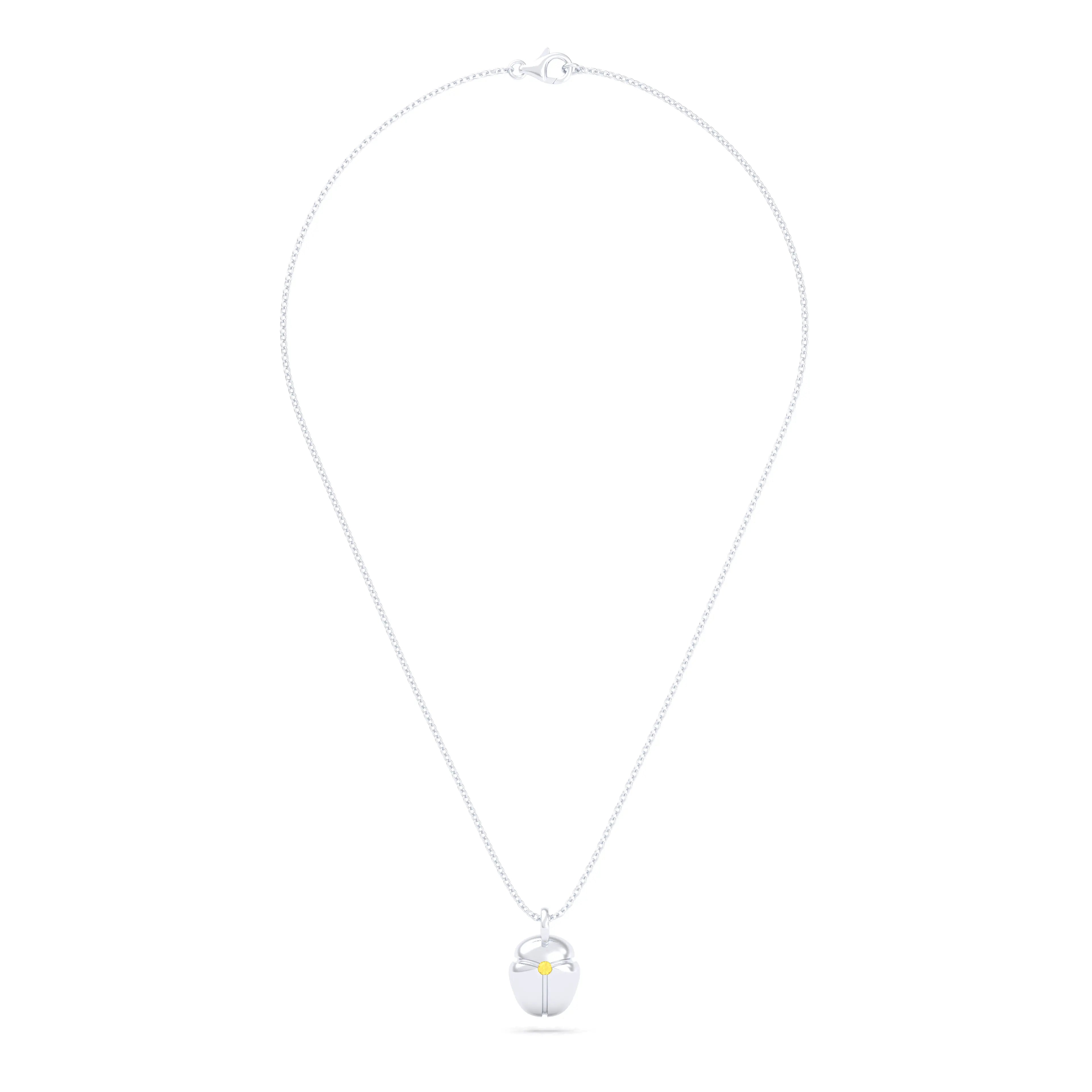 Collier Scarabée en or blanc 18 carats, pierre précieuse au choix