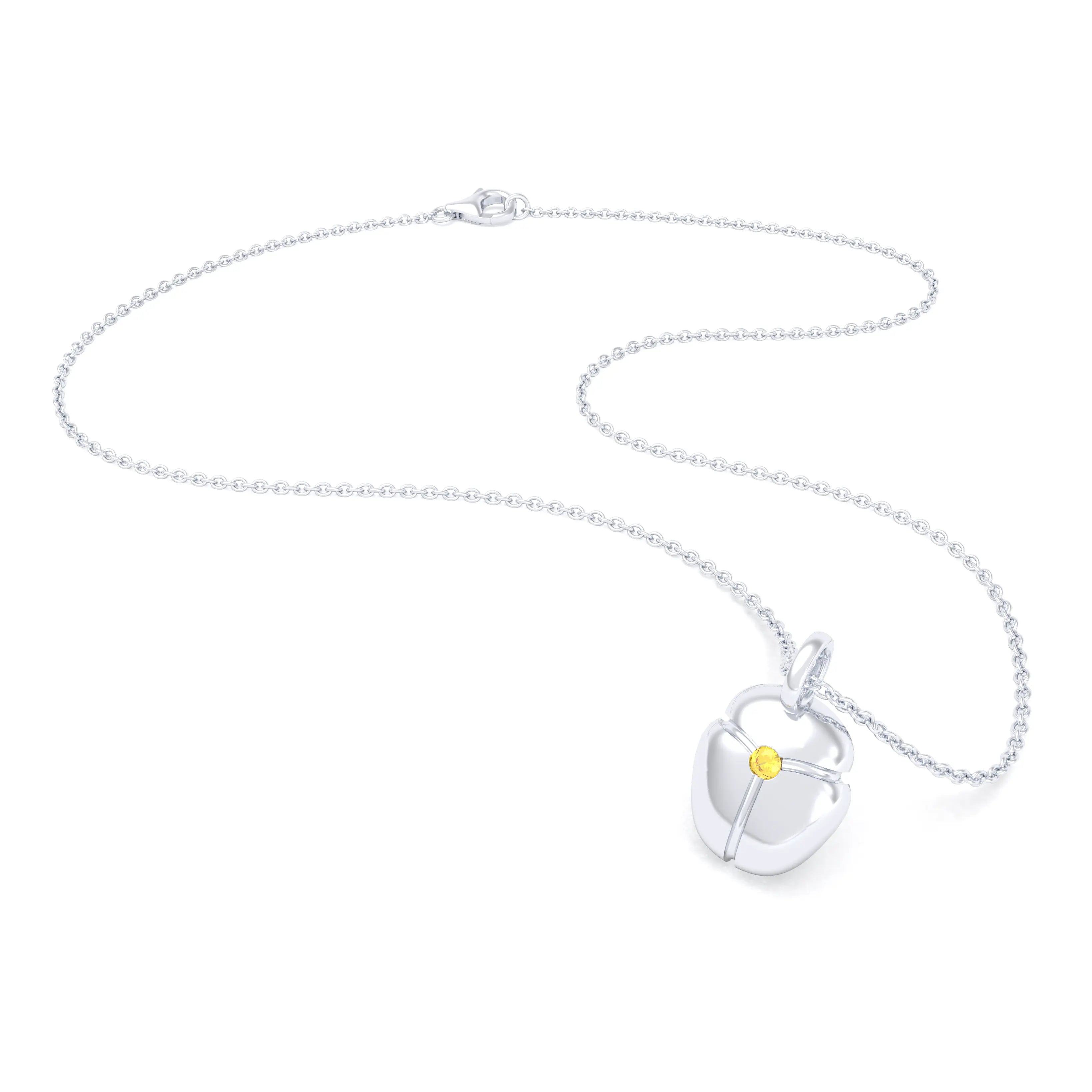 Collier Scarabée en or blanc 18 carats, pierre précieuse au choix