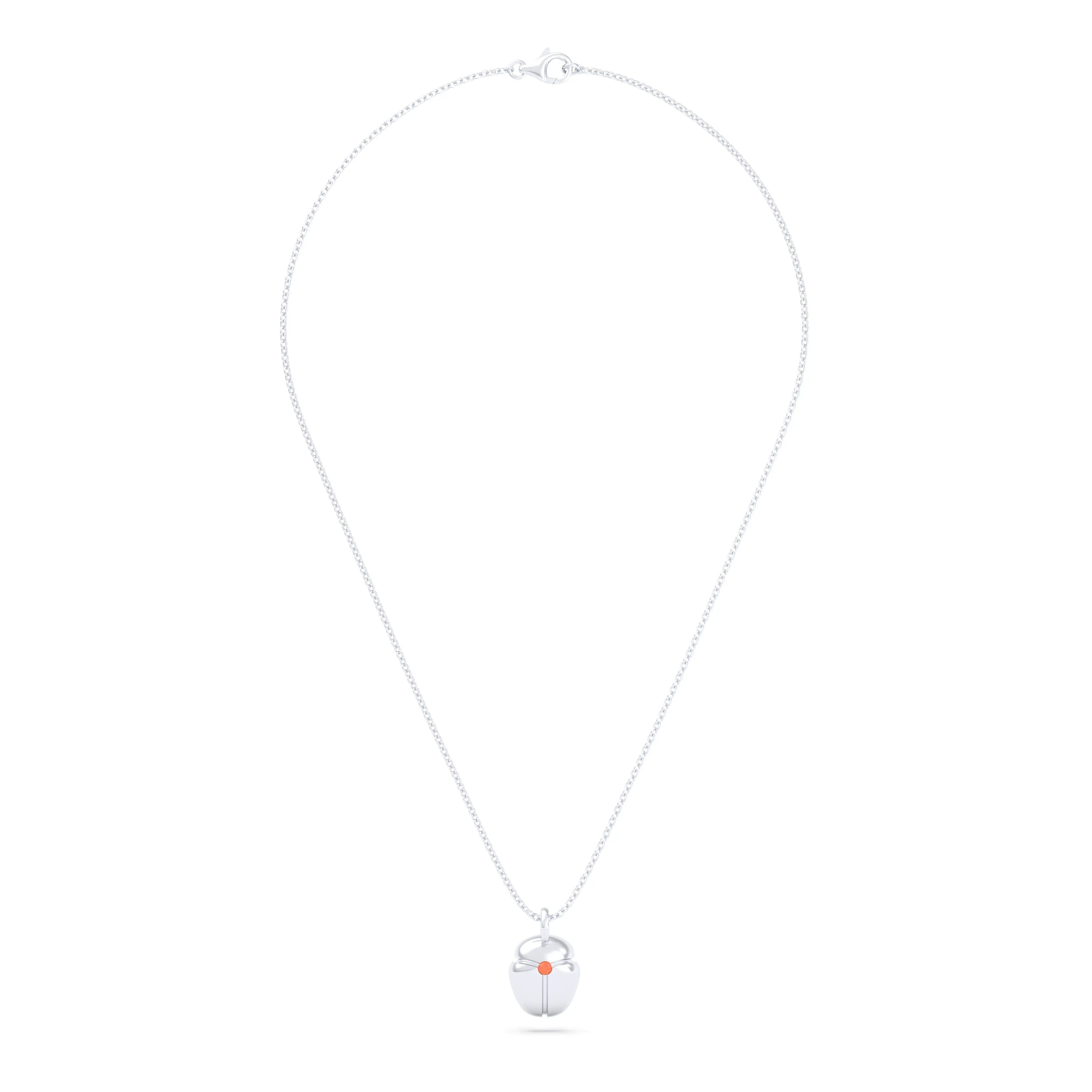 Collier Scarabée en or blanc 18 carats, pierre précieuse au choix