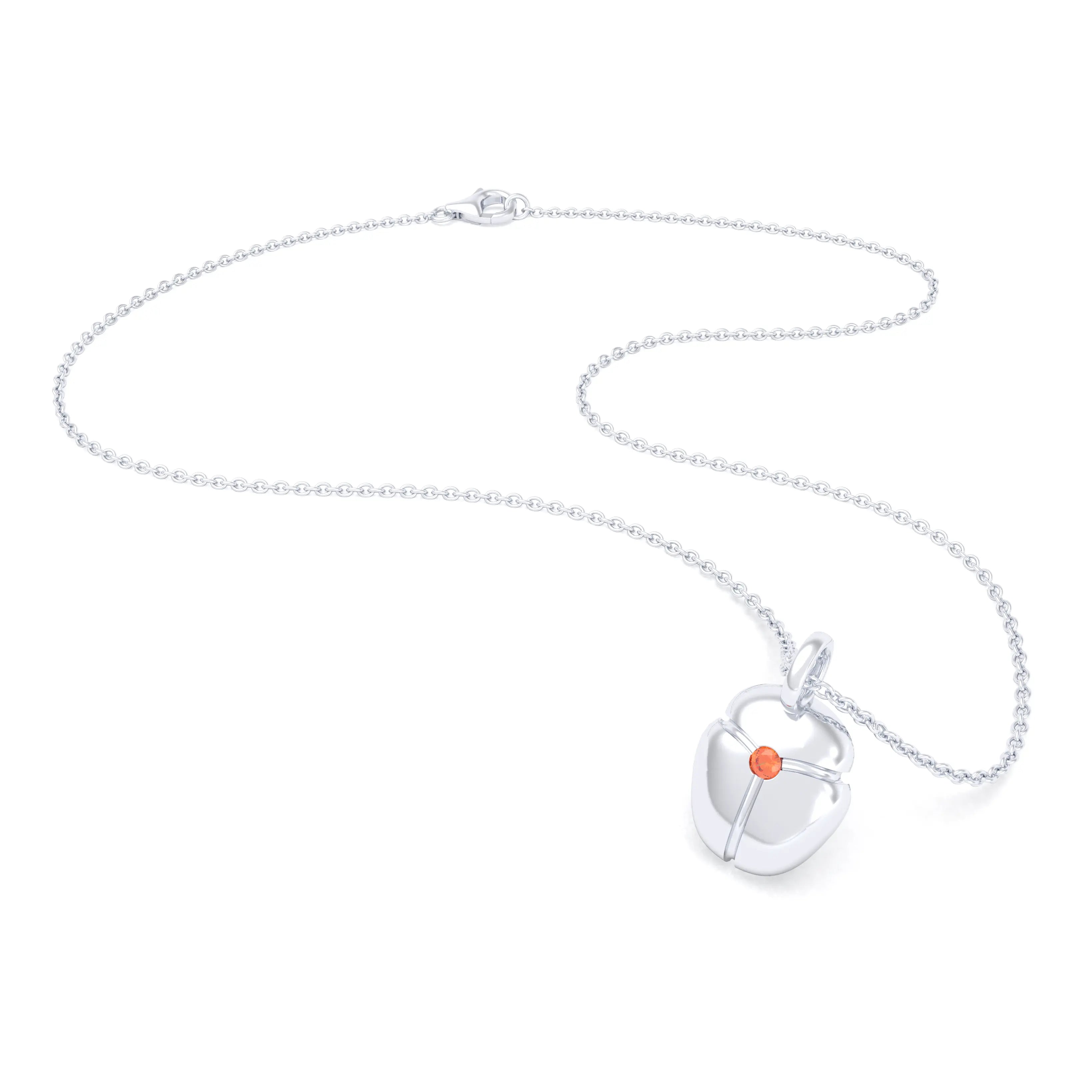 Collier Scarabée en or blanc 18 carats, pierre précieuse au choix