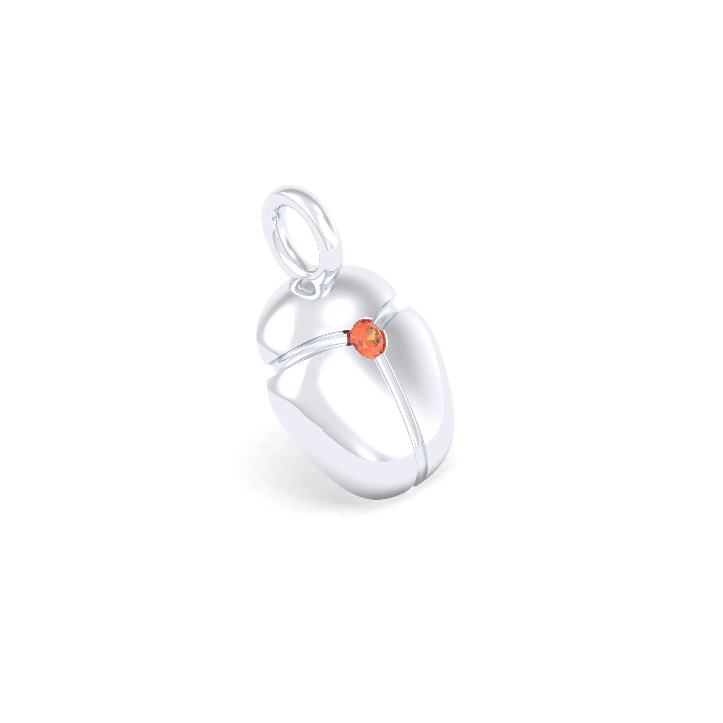 Collier Scarabée en or blanc 18 carats, pierre précieuse au choix Saphir orange Pendentif seul