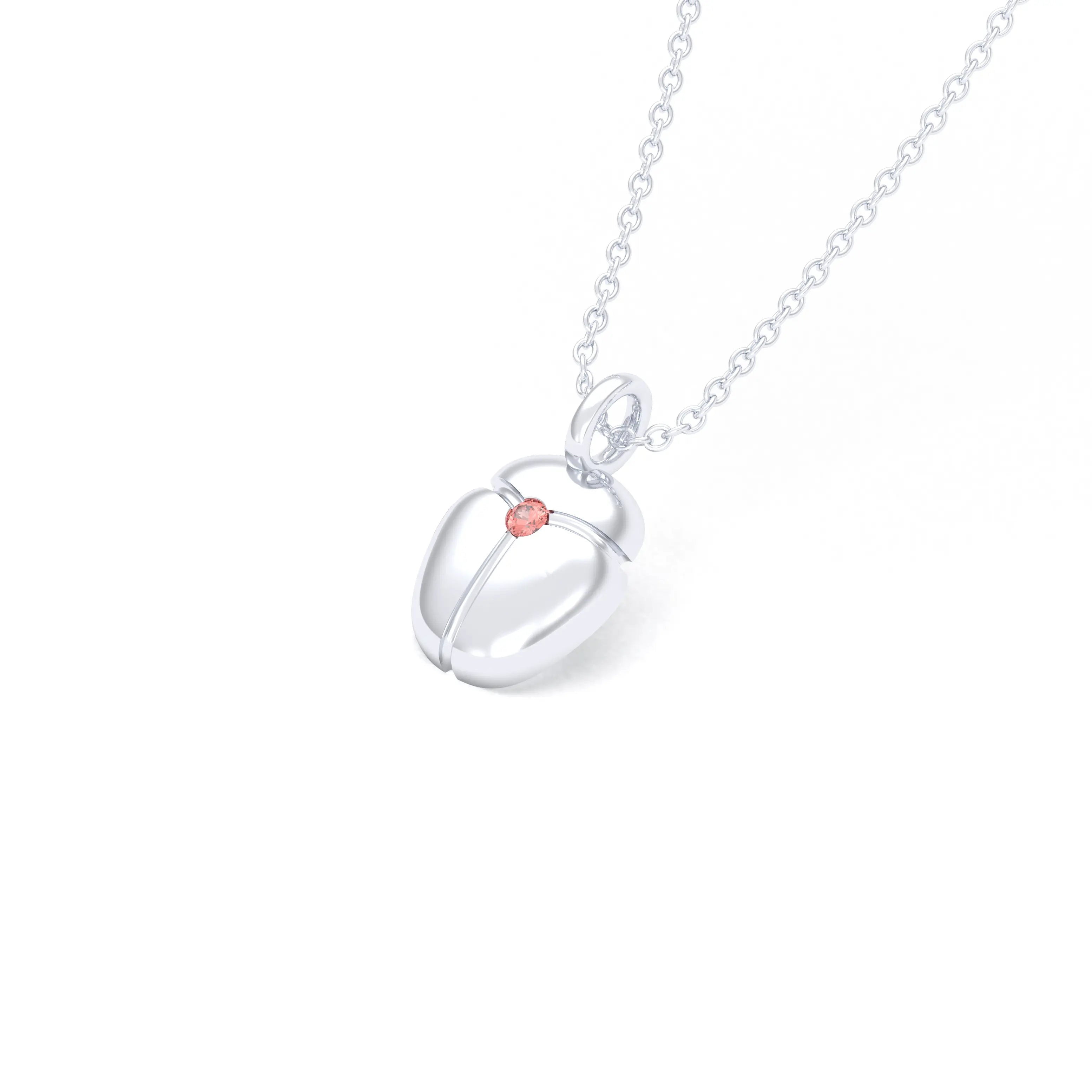 Collier Scarabée en or blanc 18 carats, pierre précieuse au choix Saphir pêche Pendentif avec chaîne