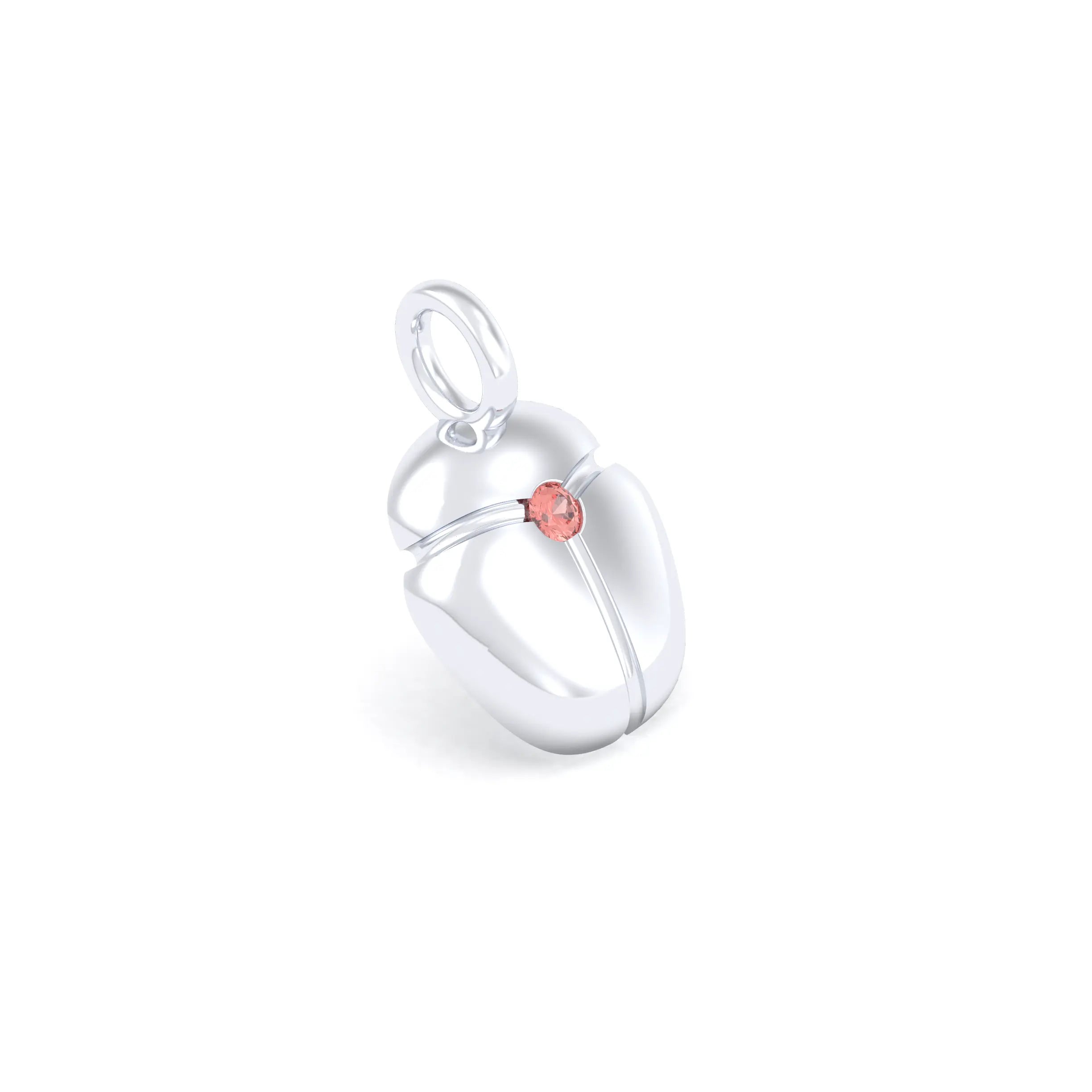Collier Scarabée en or blanc 18 carats, pierre précieuse au choix Saphir pêche Pendentif seul