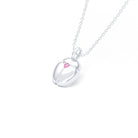 Collier Scarabée en or blanc 18 carats, pierre précieuse au choix Saphir rose Pendentif avec chaîne