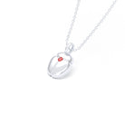 Collier Scarabée en or blanc 18 carats, pierre précieuse au choix Saphir rouge Pendentif avec chaîne
