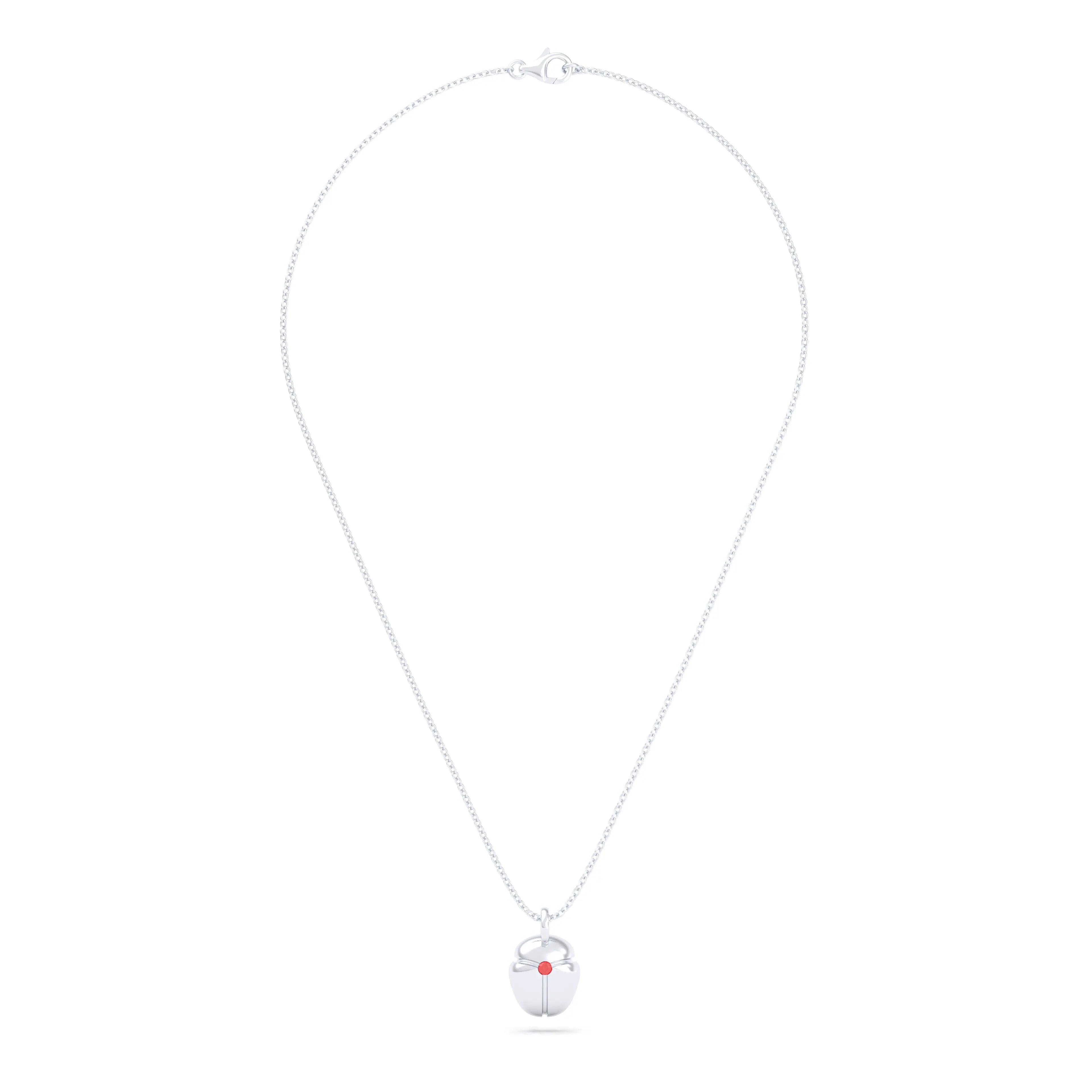 Collier Scarabée en or blanc 18 carats, pierre précieuse au choix