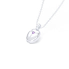 Collier Scarabée en or blanc 18 carats, pierre précieuse au choix Saphir violet Pendentif avec chaîne