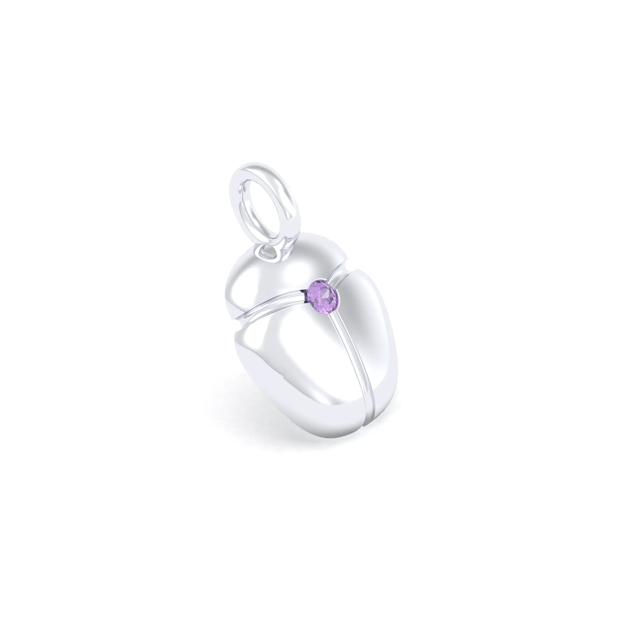 Collier Scarabée en or blanc 18 carats, pierre précieuse au choix Saphir violet Pendentif seul