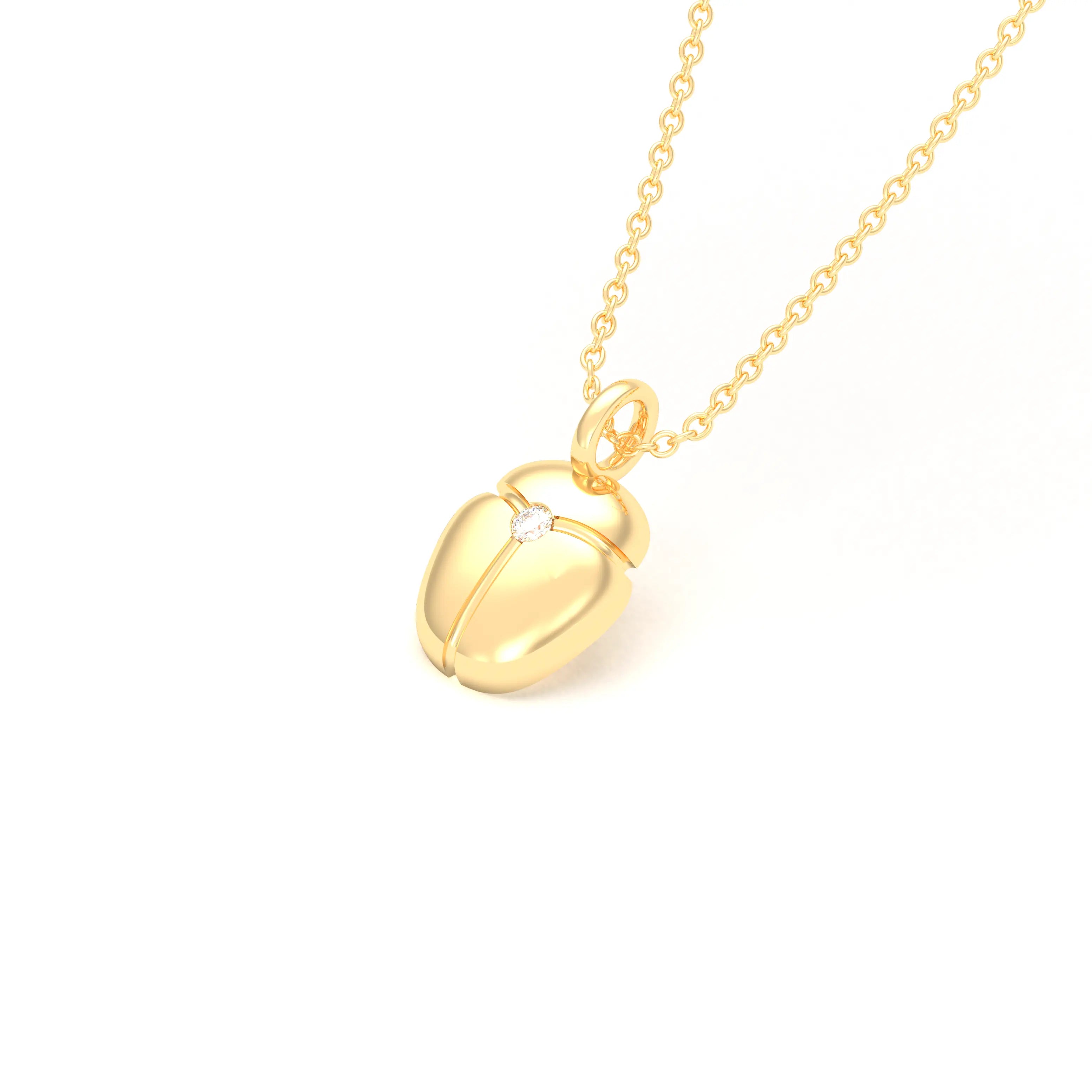 Collier Scarabée en or jaune 18 carats, pierre précieuse au choix Diamant Pendentif avec chaîne