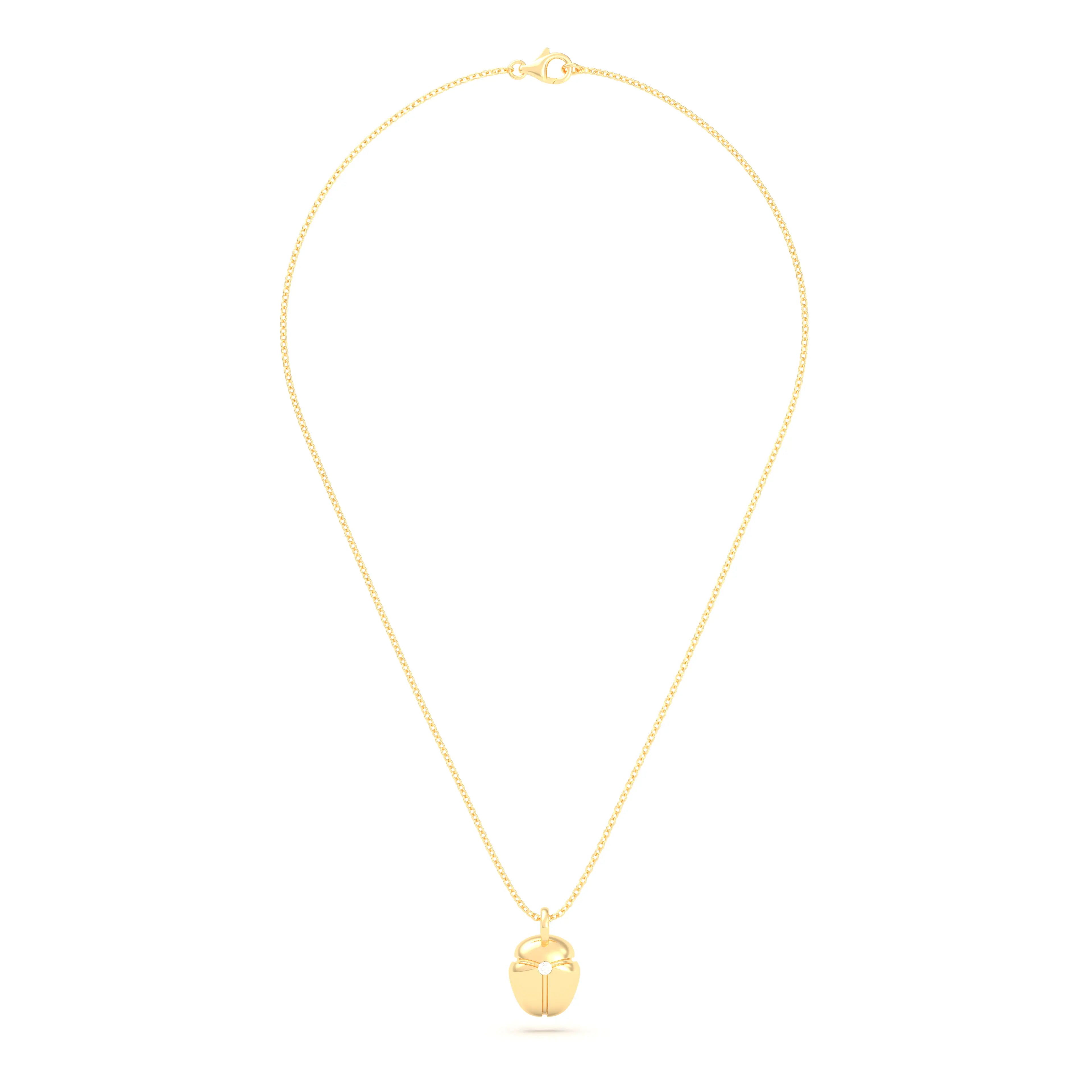 Collier Scarabée en or jaune 18 carats, pierre précieuse au choix
