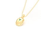 Collier Scarabée en or jaune 18 carats, pierre précieuse au choix Emeraude Pendentif avec chaîne