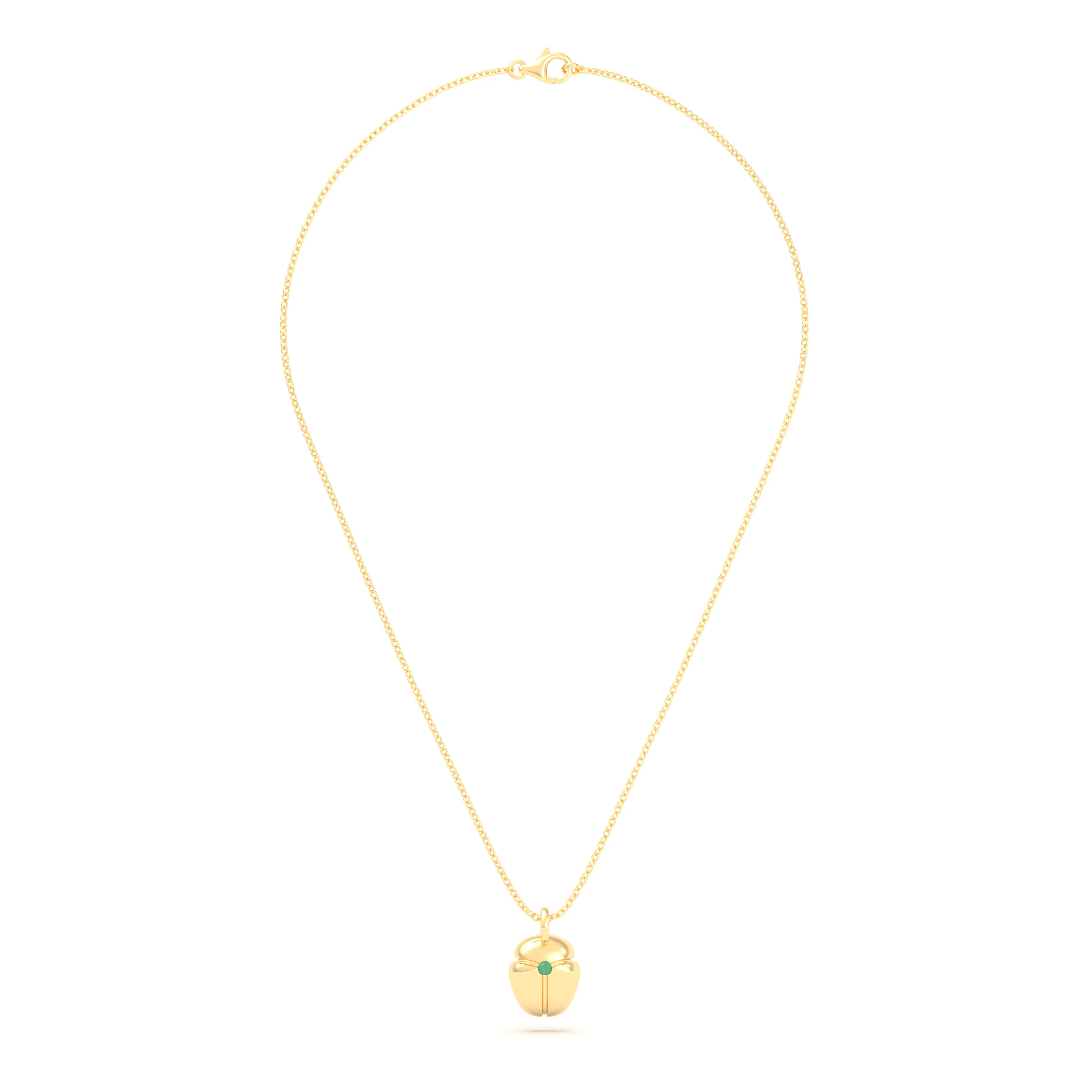 Collier Scarabée en or jaune 18 carats, pierre précieuse au choix