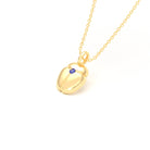 Collier Scarabée en or jaune 18 carats, pierre précieuse au choix Saphir bleu Pendentif avec chaîne