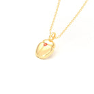 Collier Scarabée en or jaune 18 carats, pierre précieuse au choix Saphir orange Pendentif avec chaîne