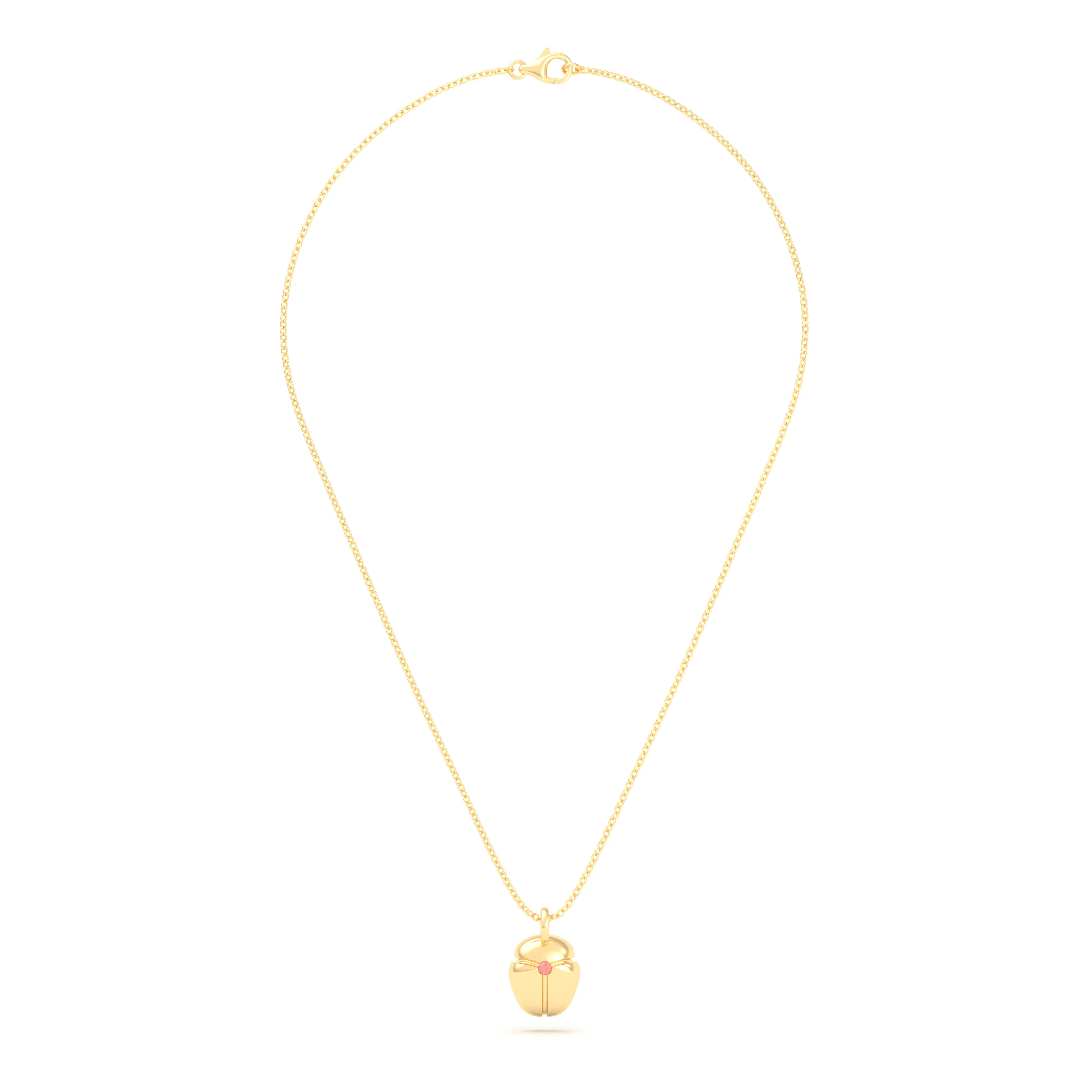 Collier Scarabée en or jaune 18 carats, pierre précieuse au choix