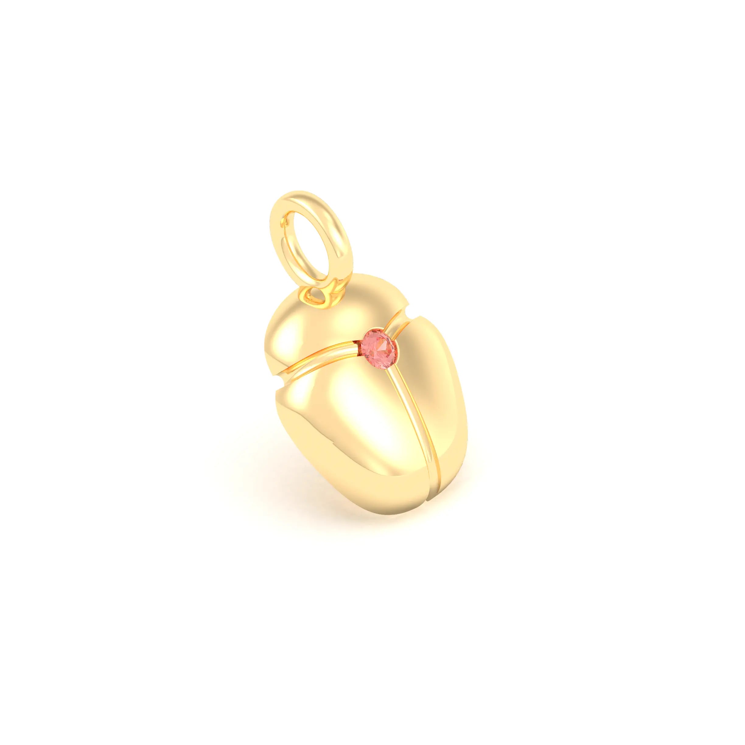 Collier Scarabée en or jaune 18 carats, pierre précieuse au choix Saphir pêche Pendentif seul