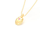 Collier Scarabée en or jaune 18 carats, pierre précieuse au choix Saphir rose Pendentif avec chaîne