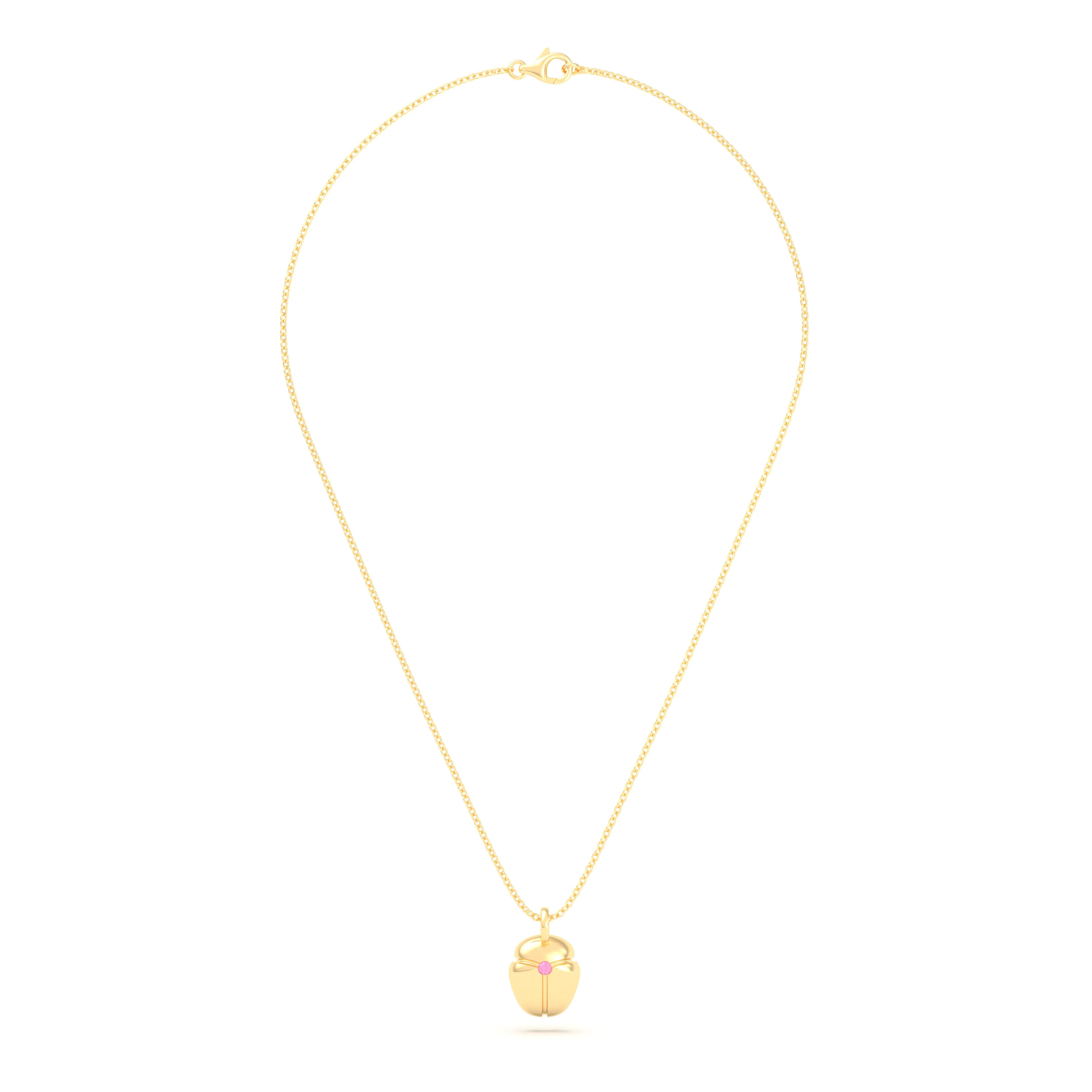 Collier Scarabée en or jaune 18 carats, pierre précieuse au choix