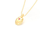 Collier Scarabée en or jaune 18 carats, pierre précieuse au choix Saphir rouge Pendentif avec chaîne
