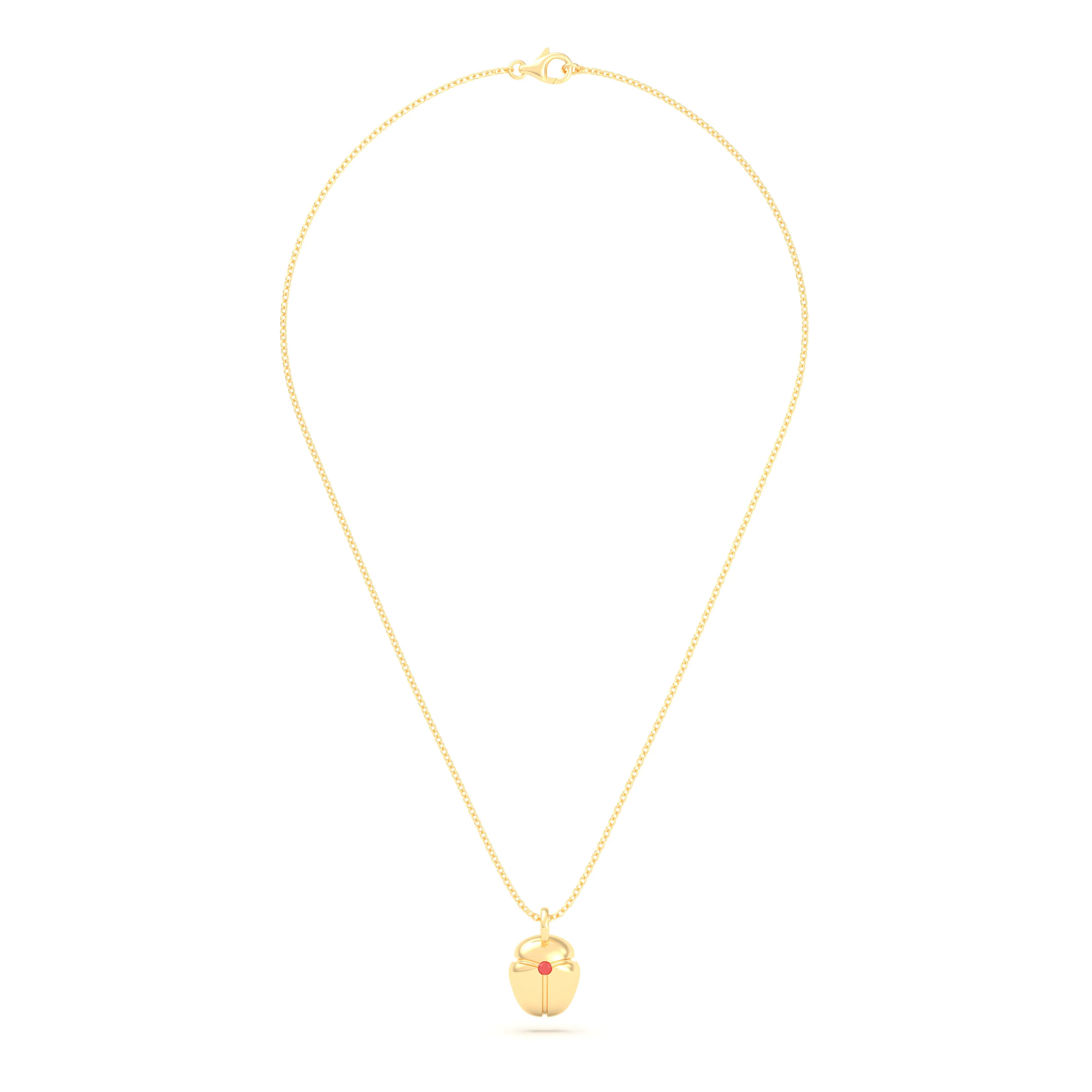 Collier Scarabée en or jaune 18 carats, pierre précieuse au choix