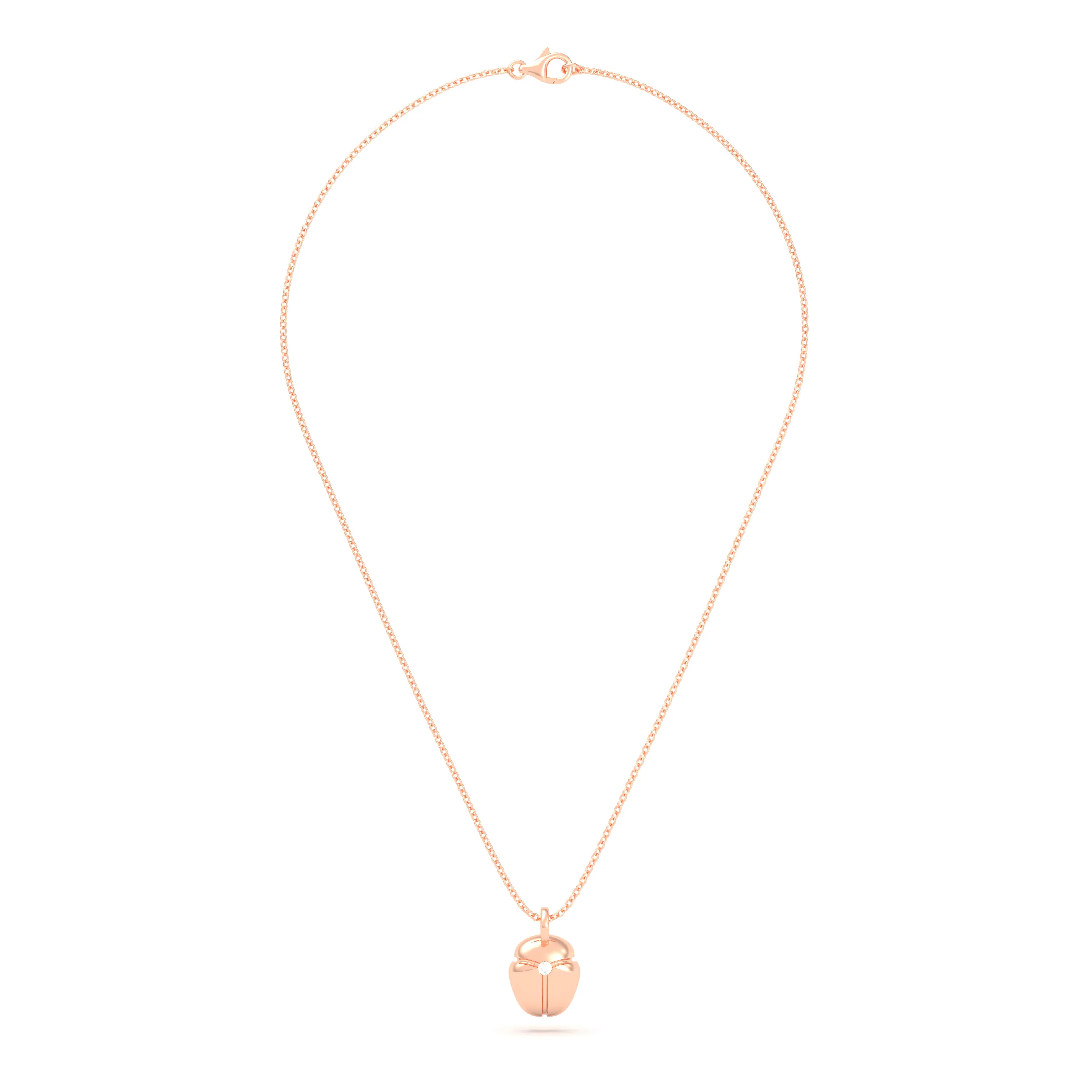 Collier Scarabée en or rose 18 carats, pierre précieuse au choix