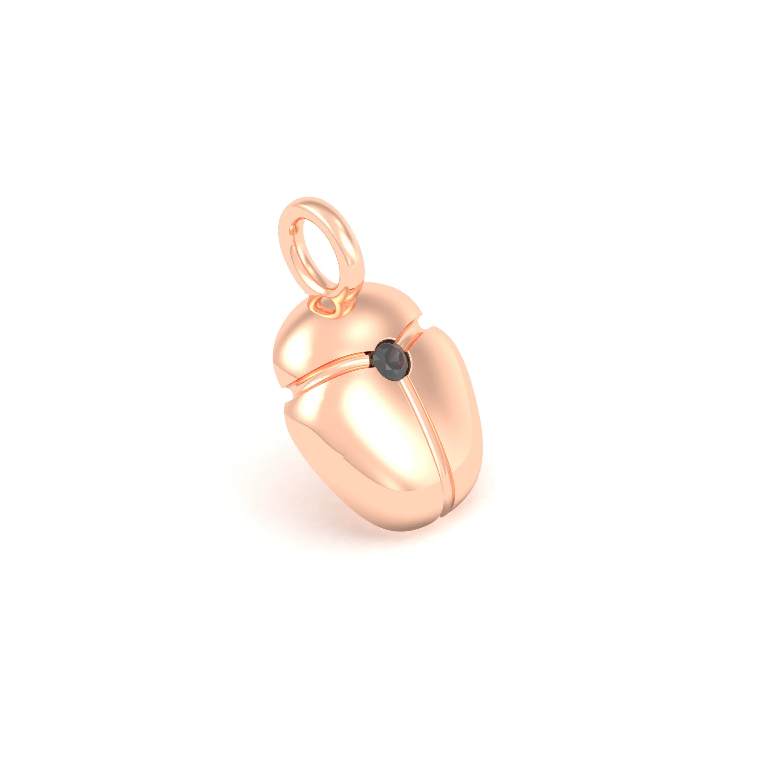 Collier Scarabée en or rose 18 carats, pierre précieuse au choix Diamant noir Pendentif seul