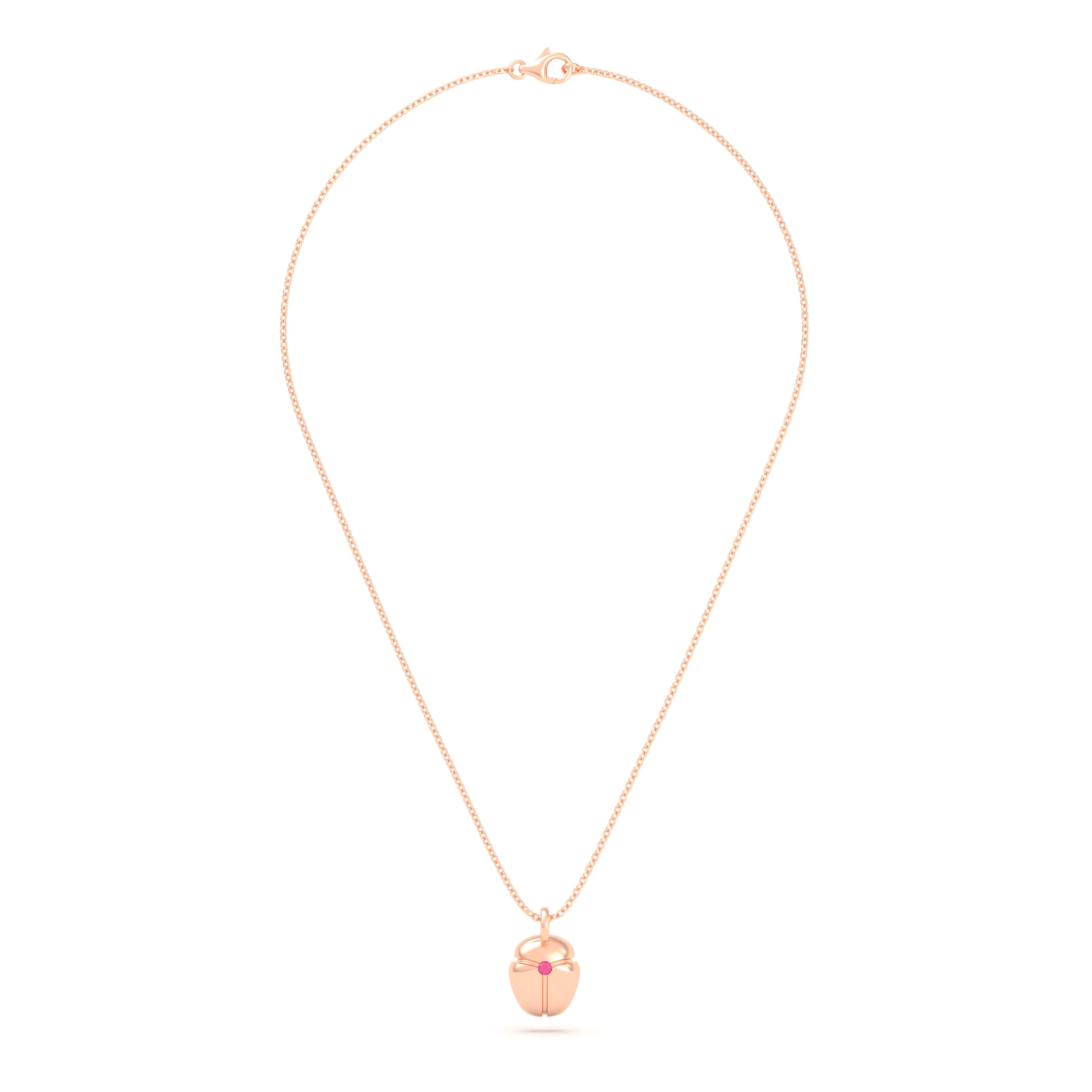 Collier Scarabée en or rose 18 carats, pierre précieuse au choix