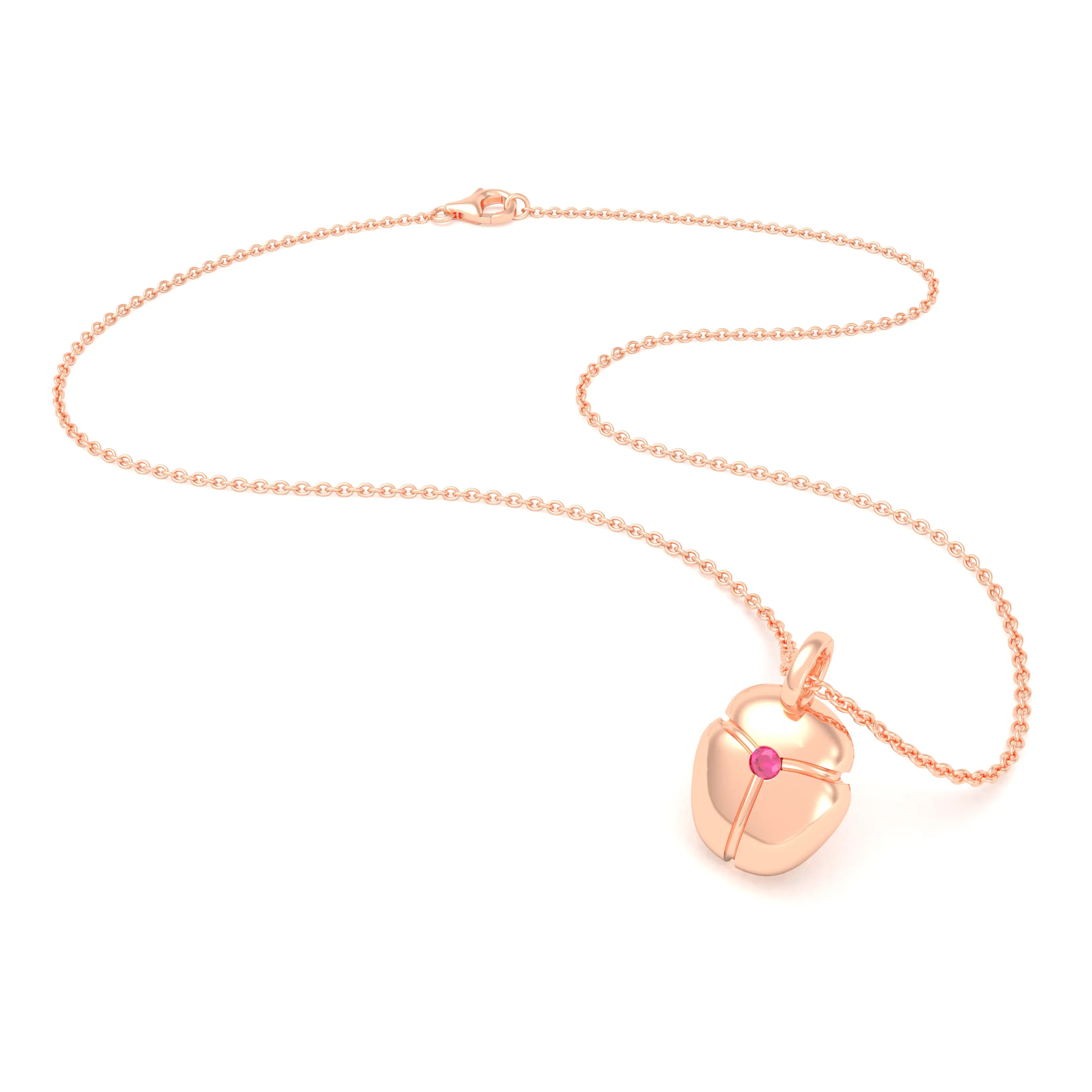 Collier Scarabée en or rose 18 carats, pierre précieuse au choix