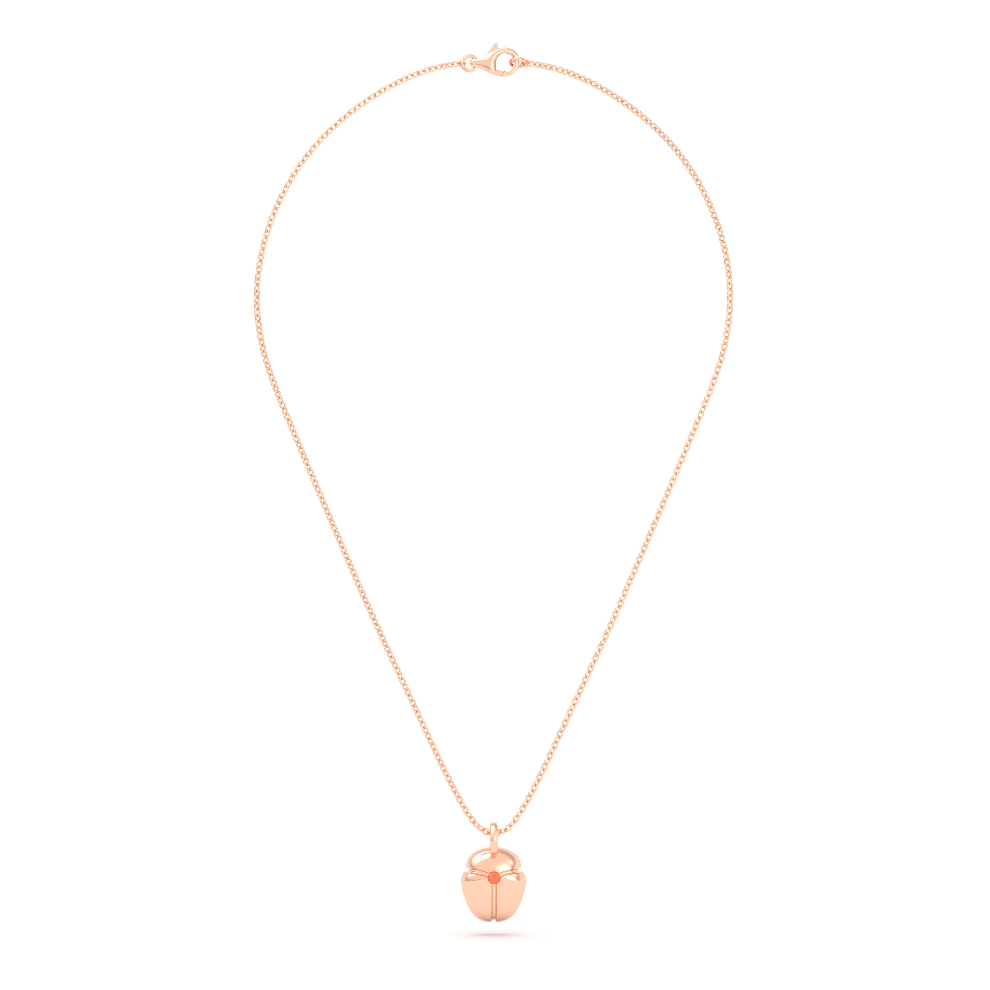 Collier Scarabée en or rose 18 carats, pierre précieuse au choix