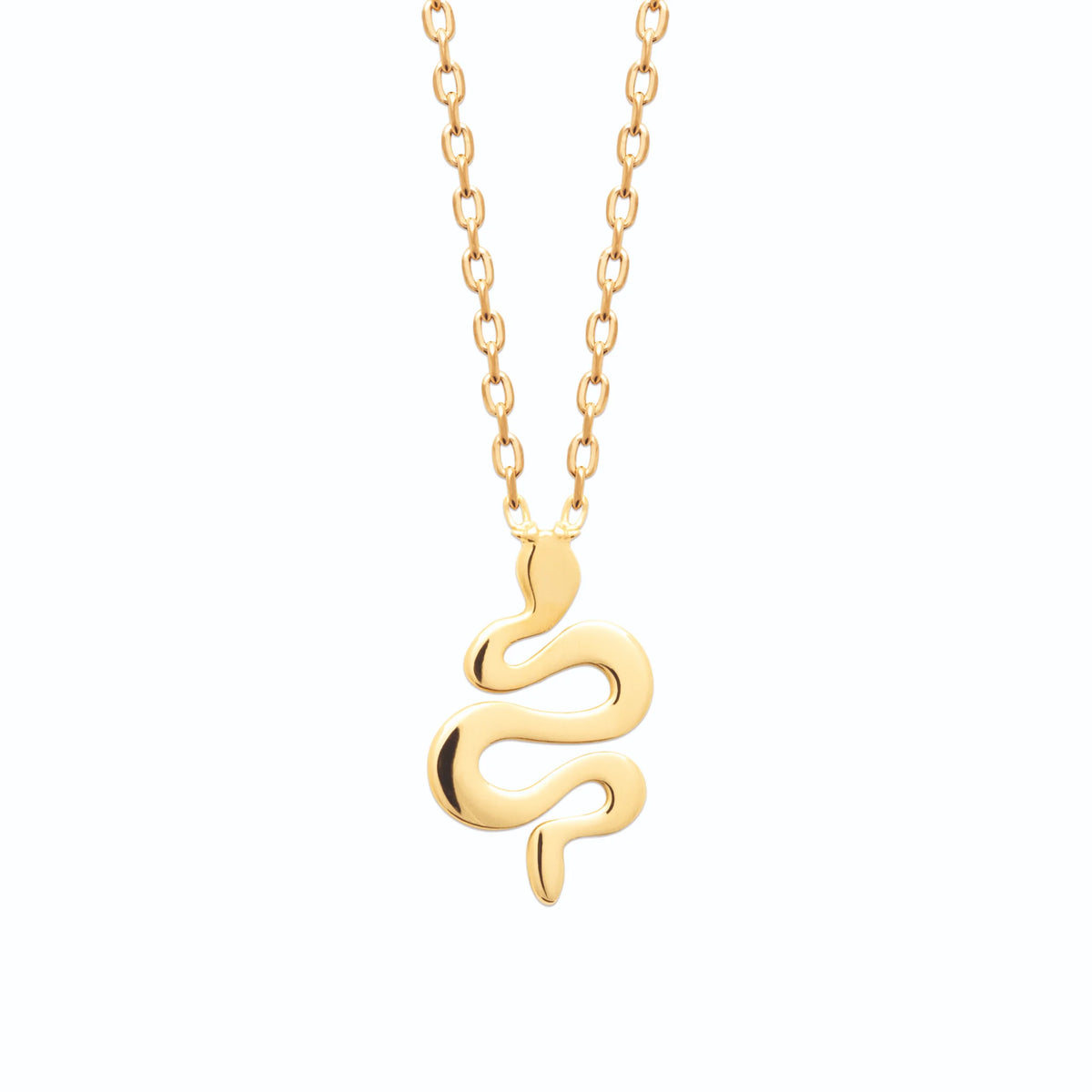 Collier pendentif serpent ondulant lové en S en plaqué or