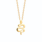 Collier pendentif serpent ondulant lové en S en plaqué or