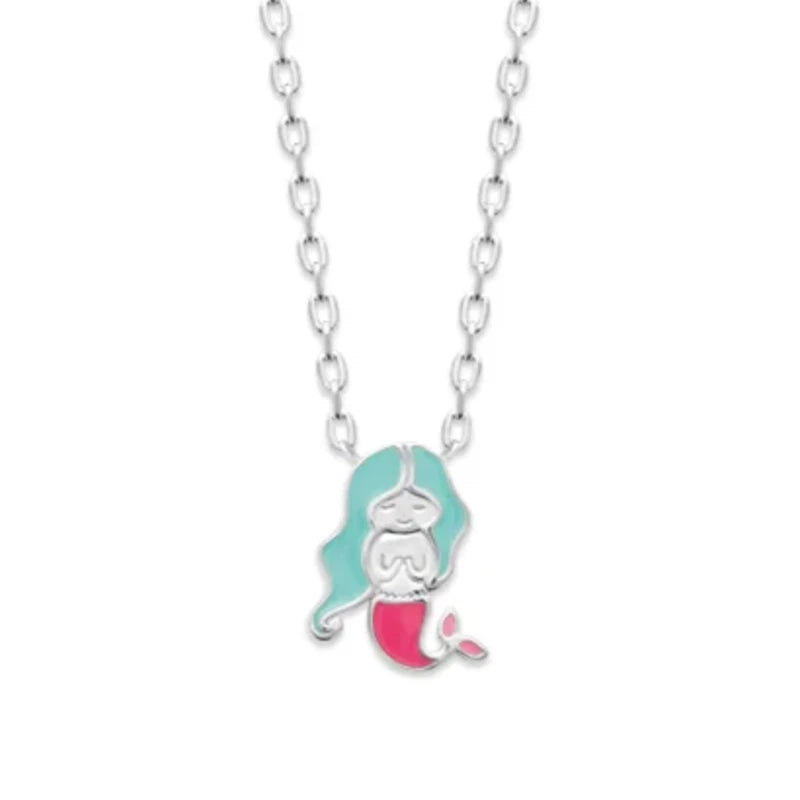 Collier sirène enfant en argent 925 rhodié, 37 cm