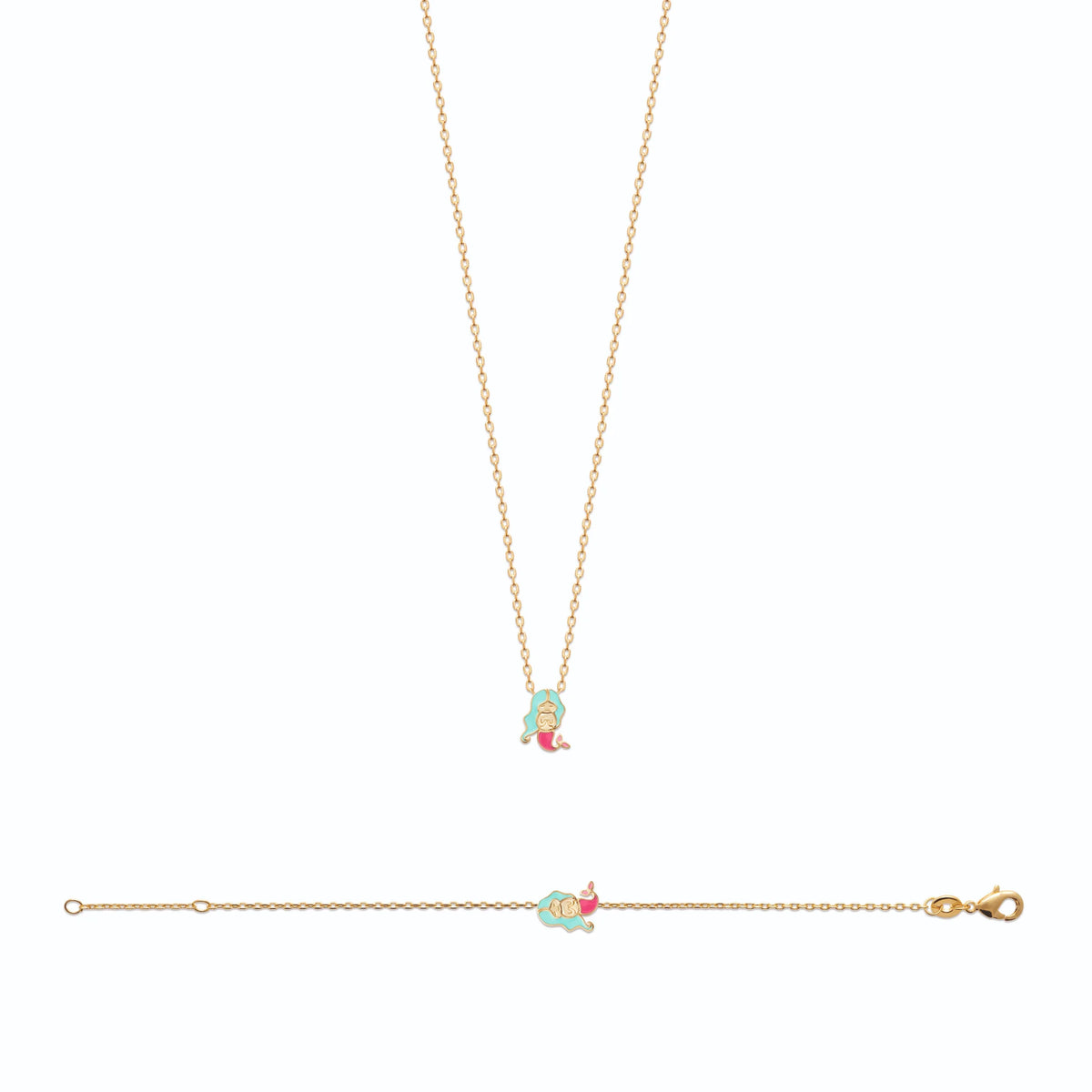 Collier sirène enfant en plaqué or, 37 cm