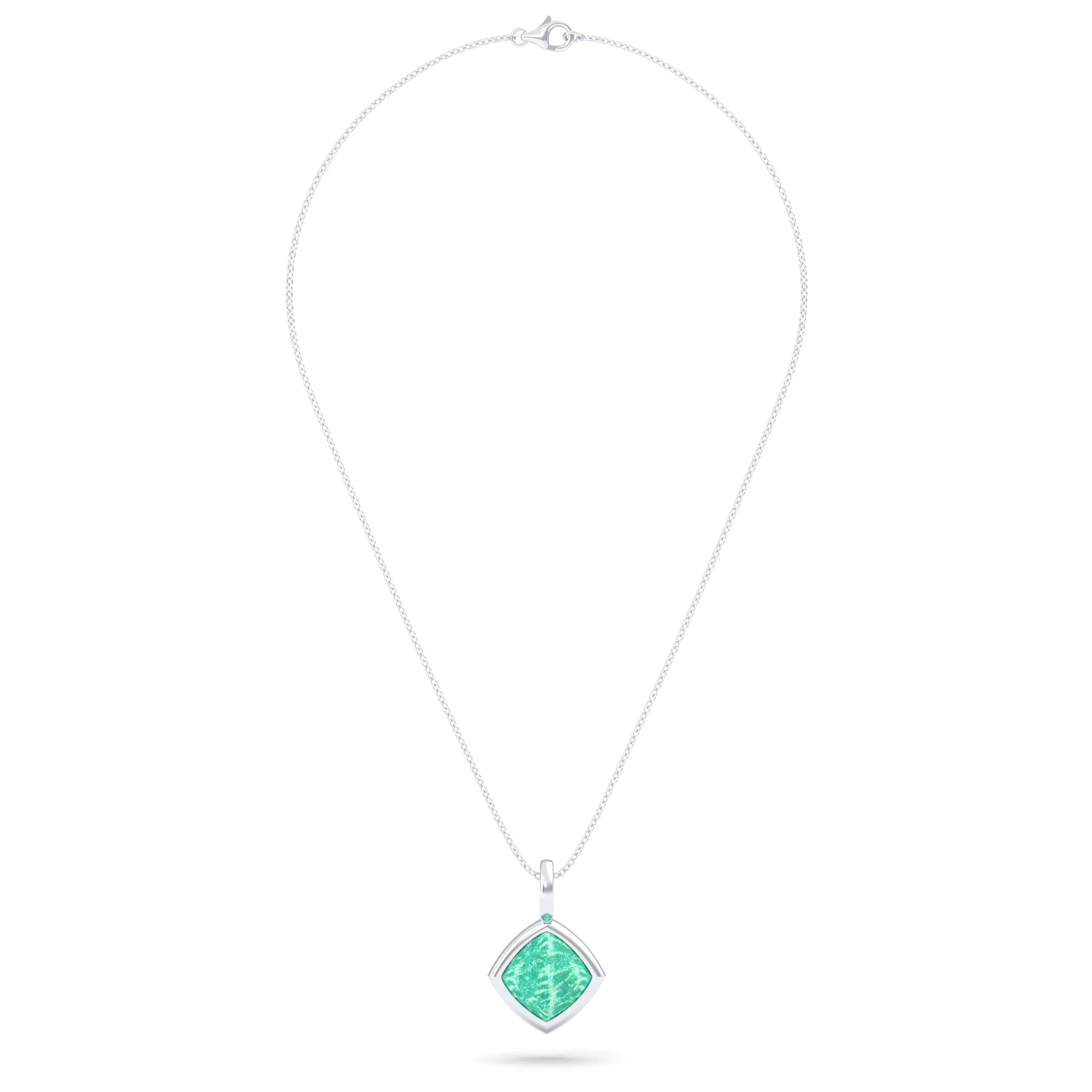 Collier Solène en argent 950, pendentif pierre fine taille pain de sucre
