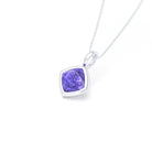 Collier Solène en argent 950, pendentif pierre fine taille pain de sucre Charoïte