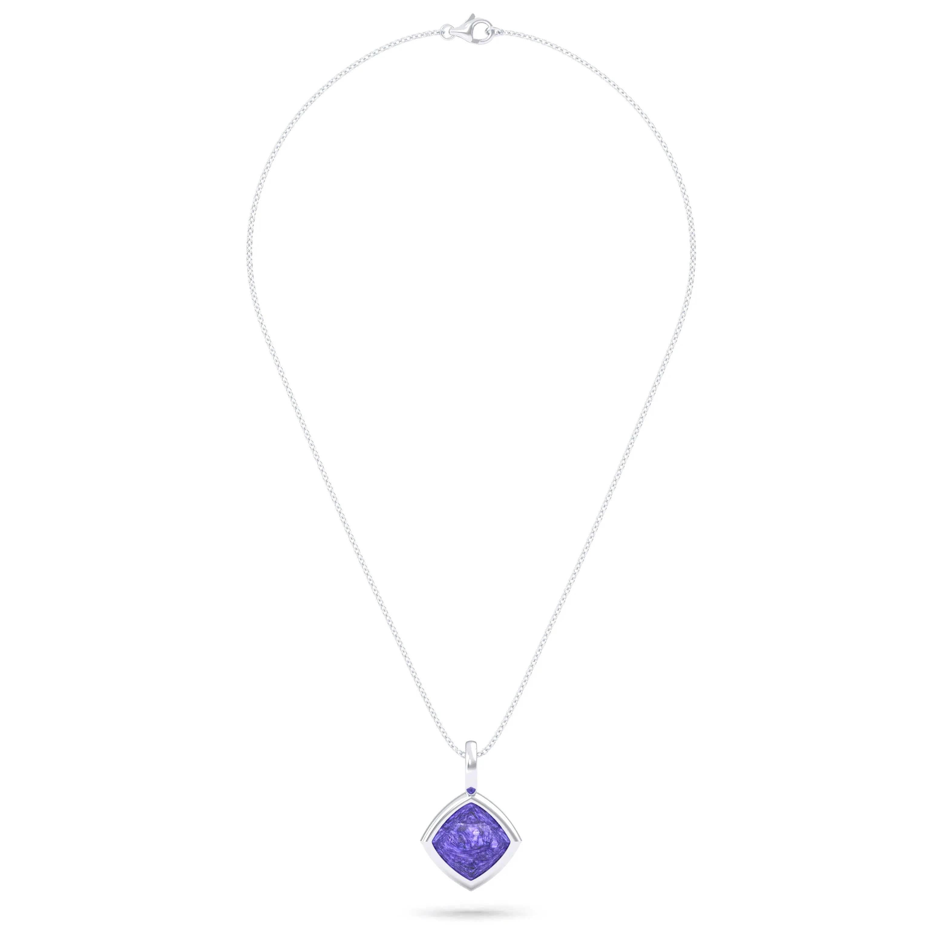 Collier Solène en argent 950, pendentif pierre fine taille pain de sucre