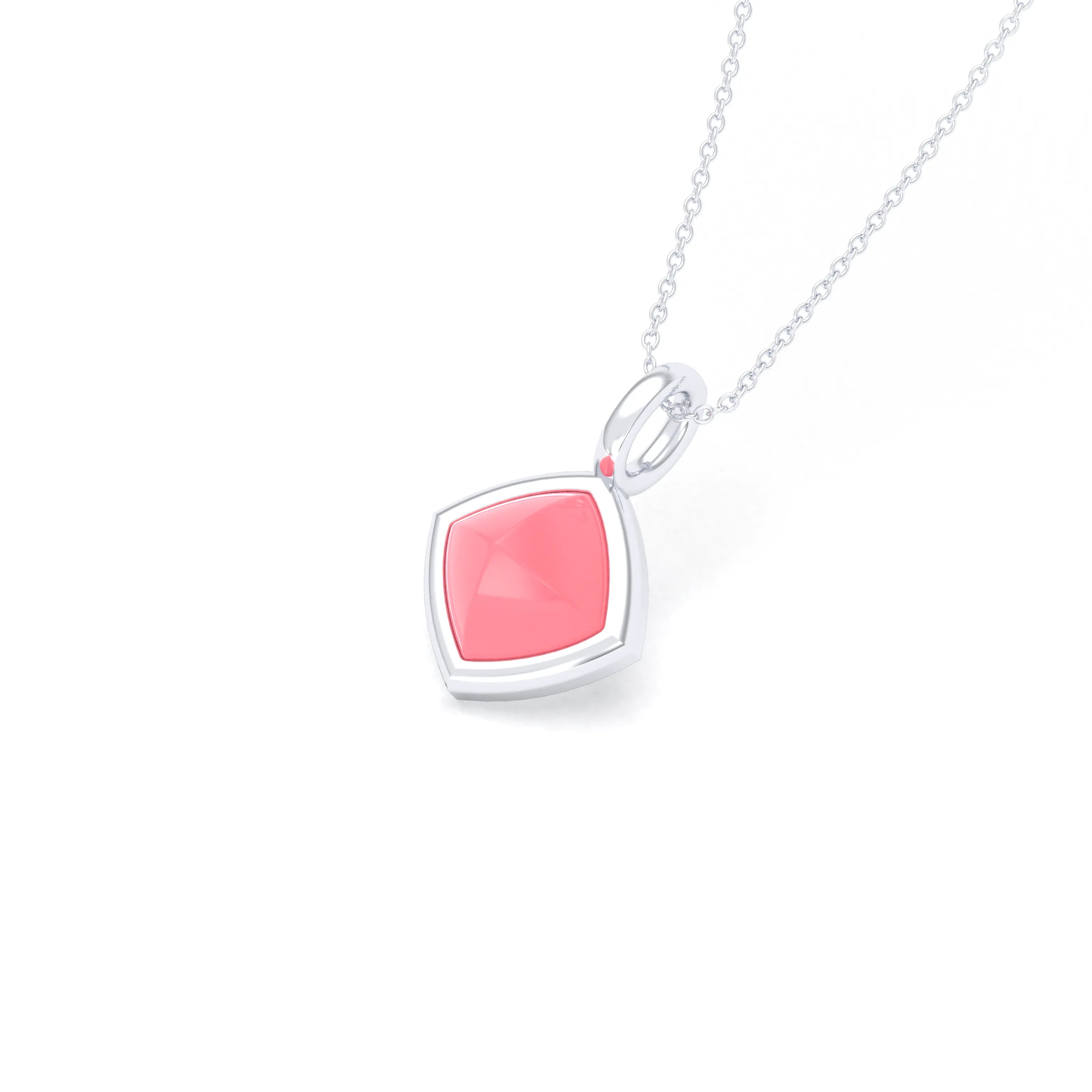 Collier Solène en argent 950, pendentif pierre fine taille pain de sucre Opale rose