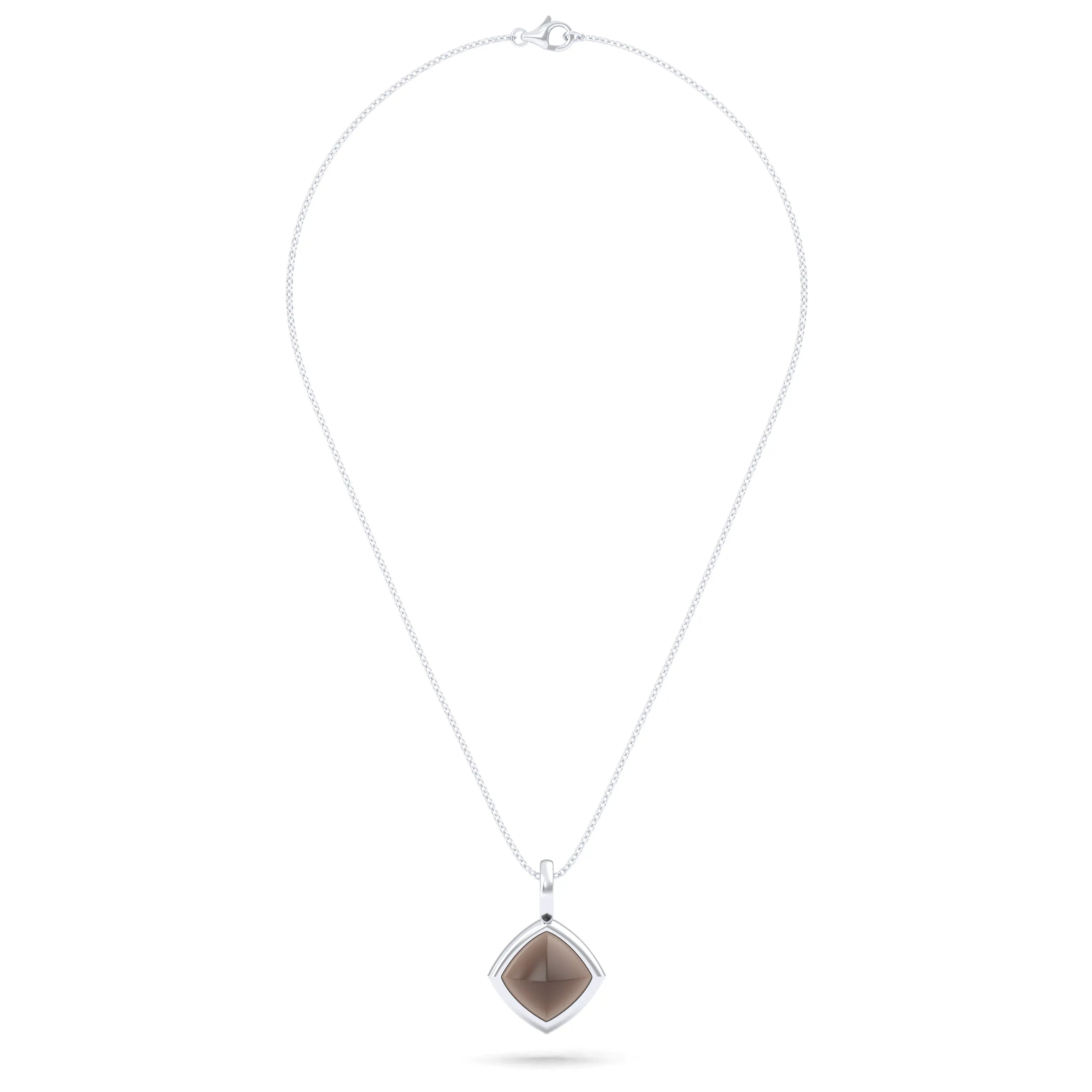 Collier Solène en argent 950, pendentif pierre fine taille pain de sucre
